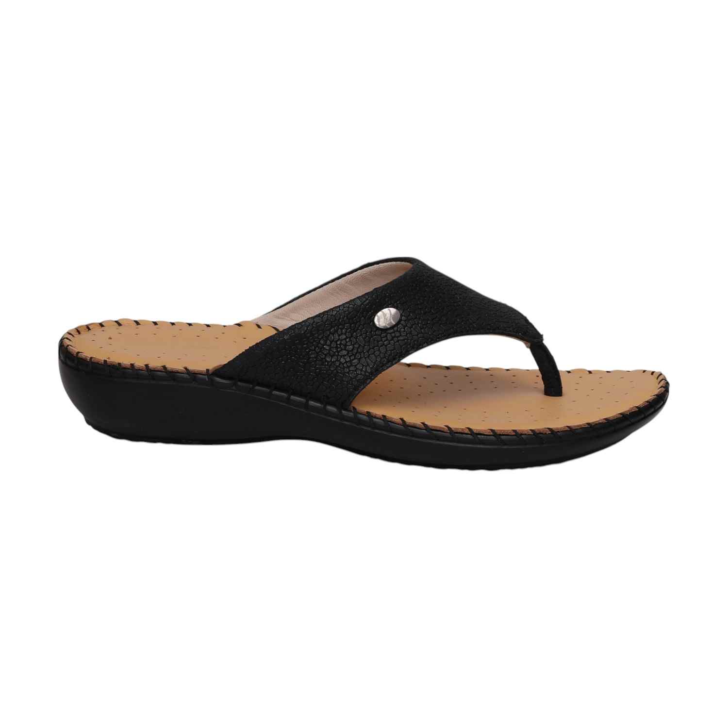 Women Black Comfort Walk Flip-Flops