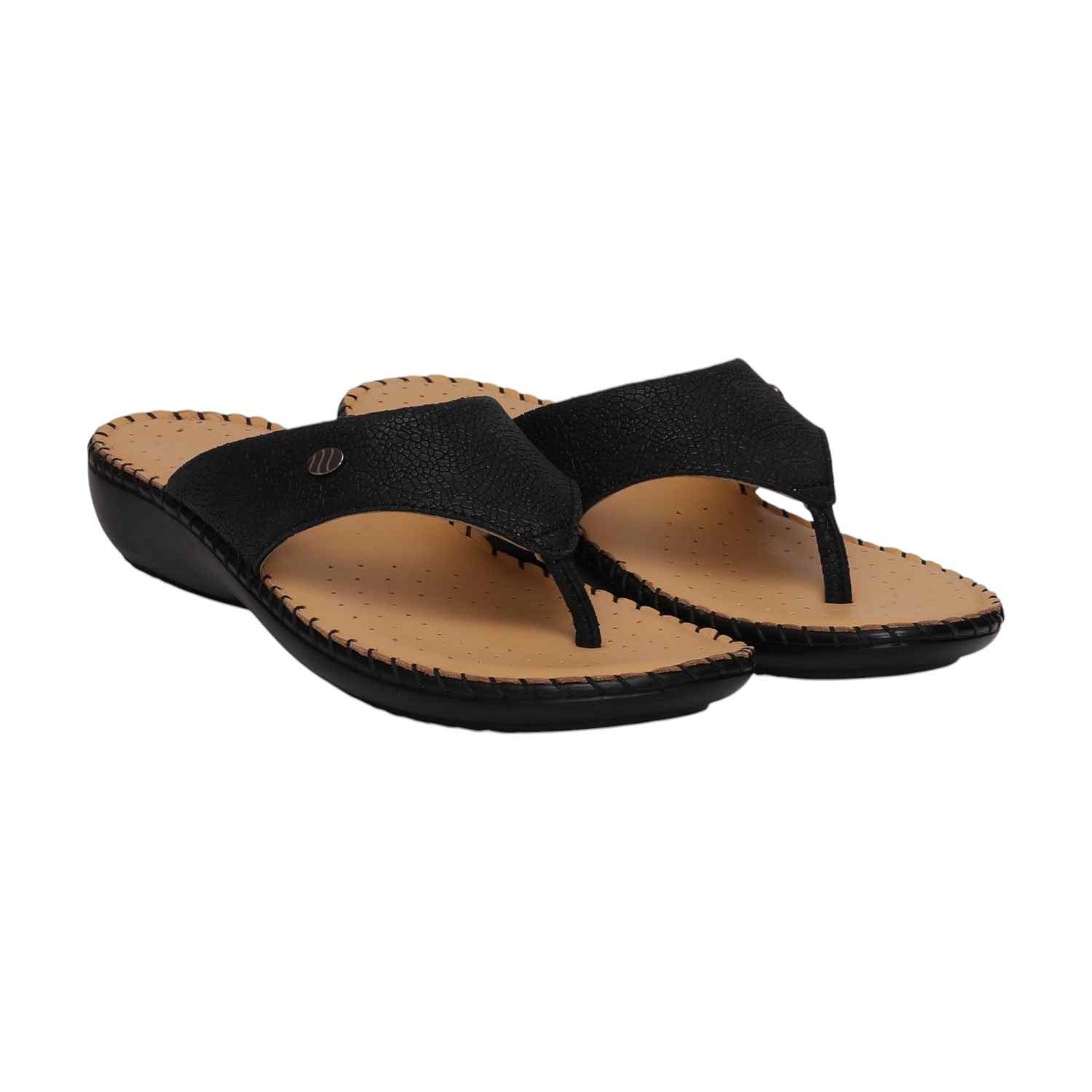 Women Black Comfort Walk Flip-Flops