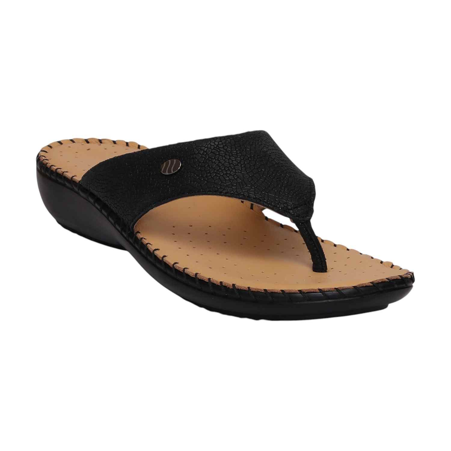 Women Black Comfort Walk Flip-Flops