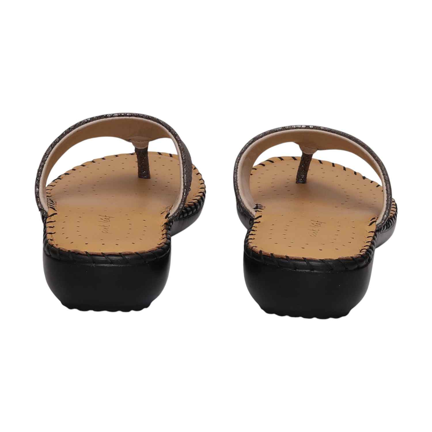 Women Gunmetal Textured Flip-flops