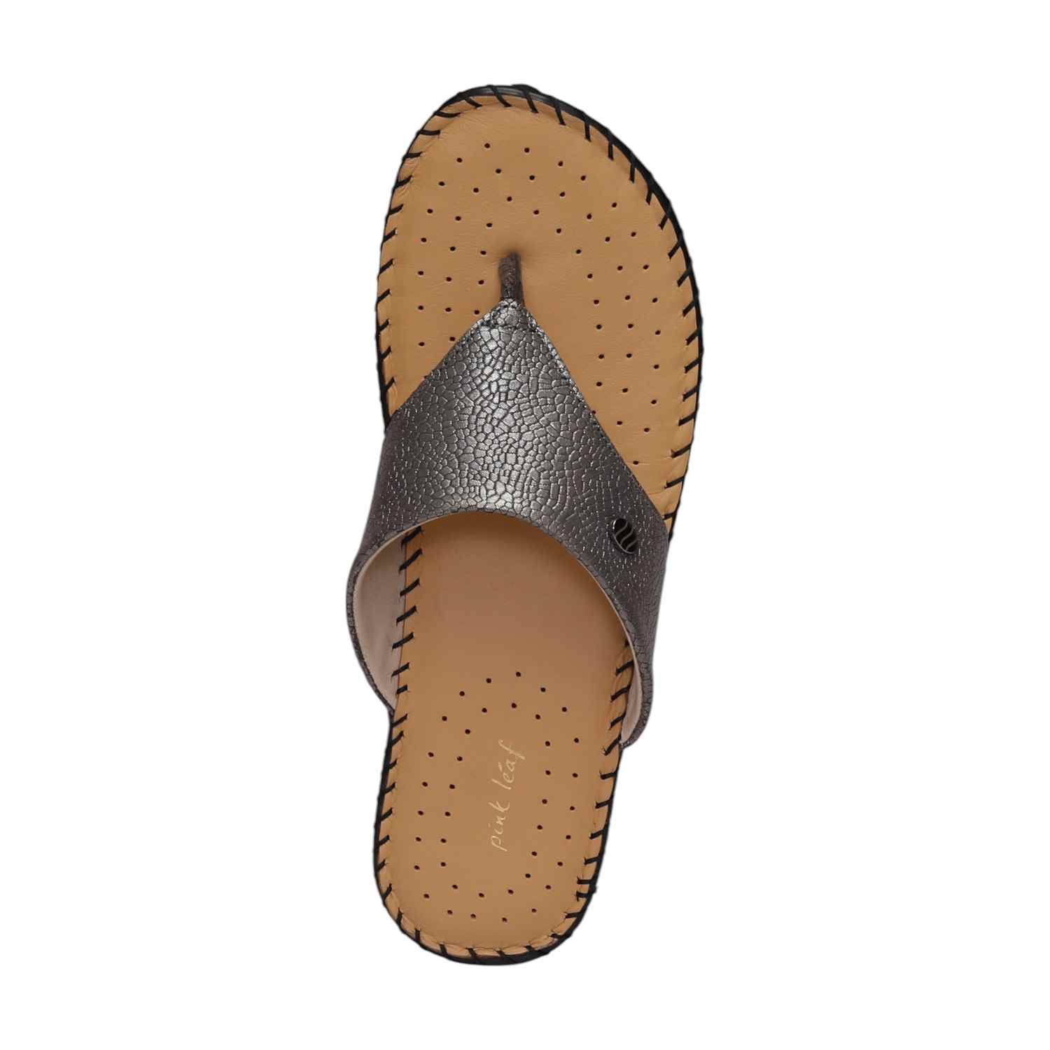 Women Gunmetal Textured Flip-flops
