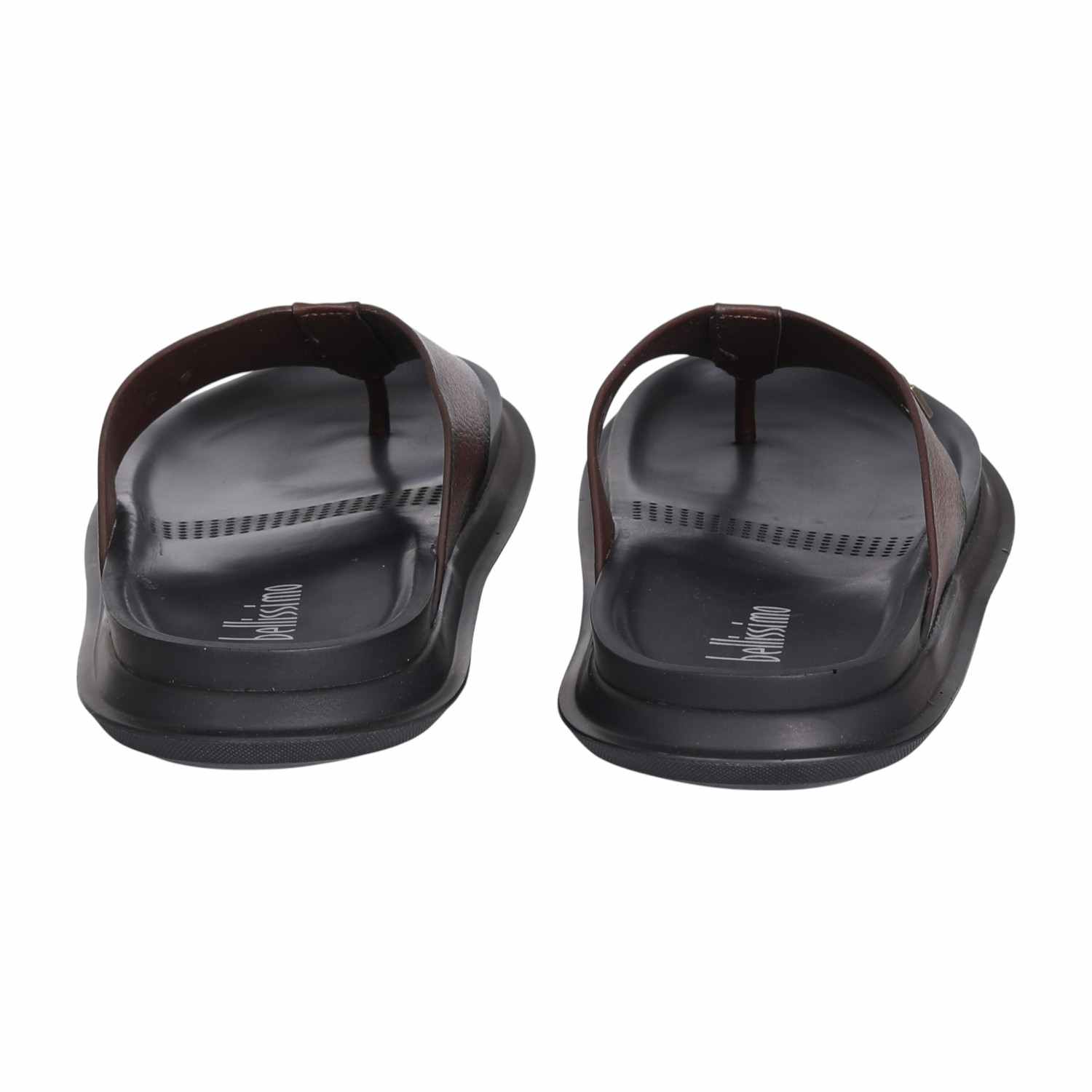Men Brown Leather Thong Sandals with Cushioned Sole