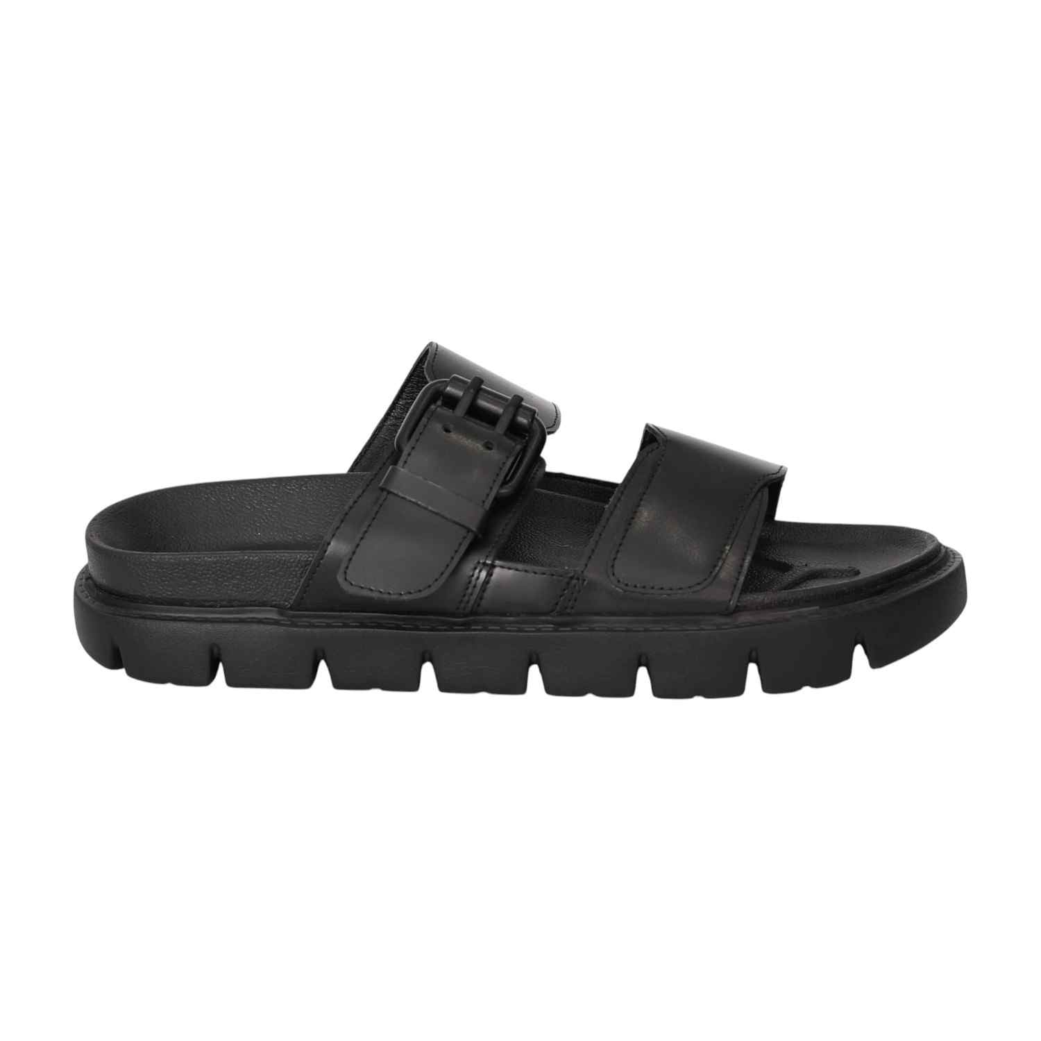 Men Black Buckle Strap Comfort Sandals