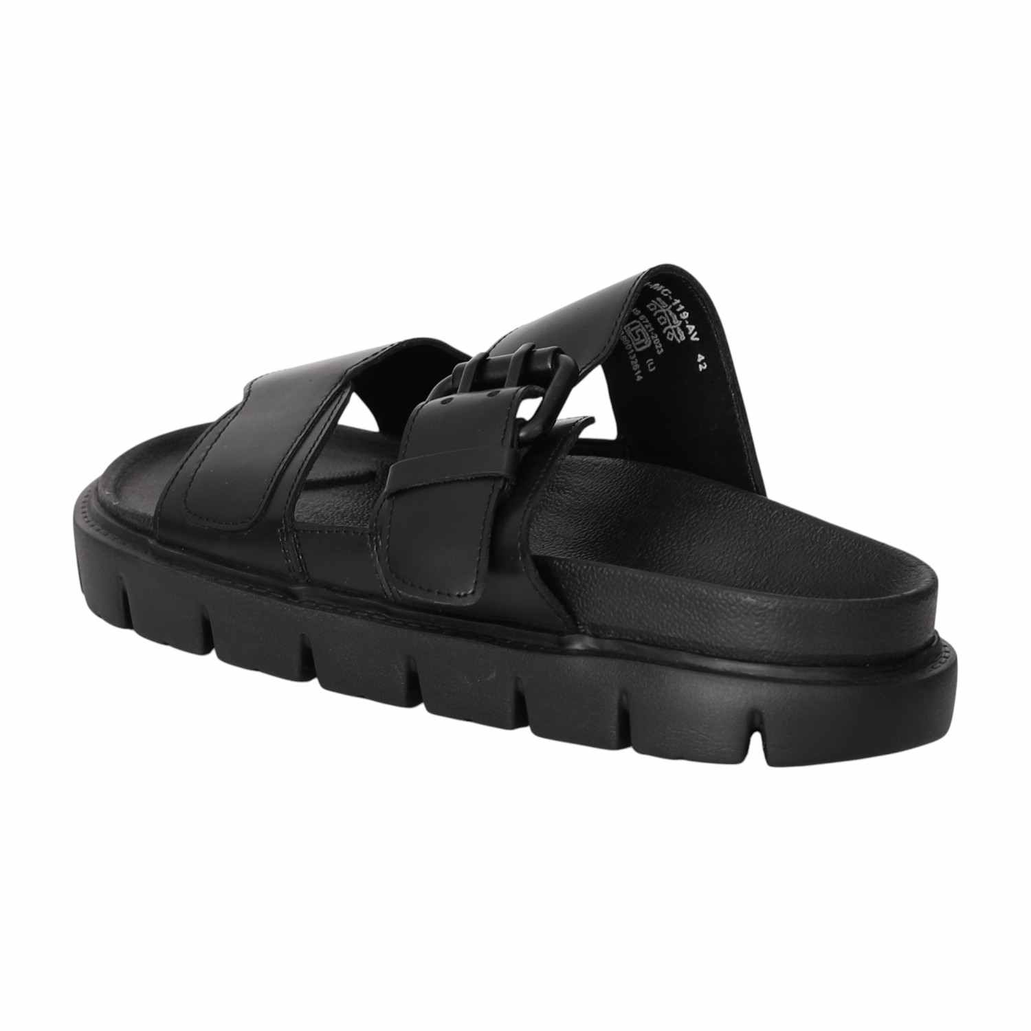 Men Black Buckle Strap Comfort Sandals