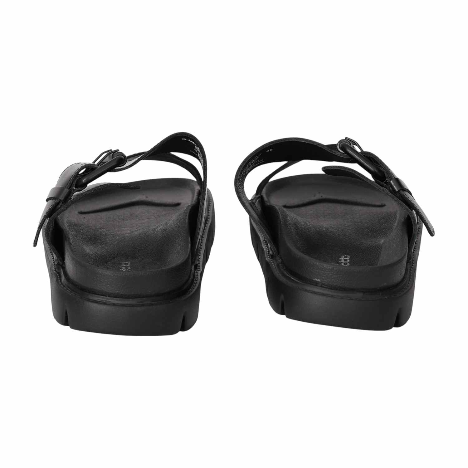 Men Black Buckle Strap Comfort Sandals