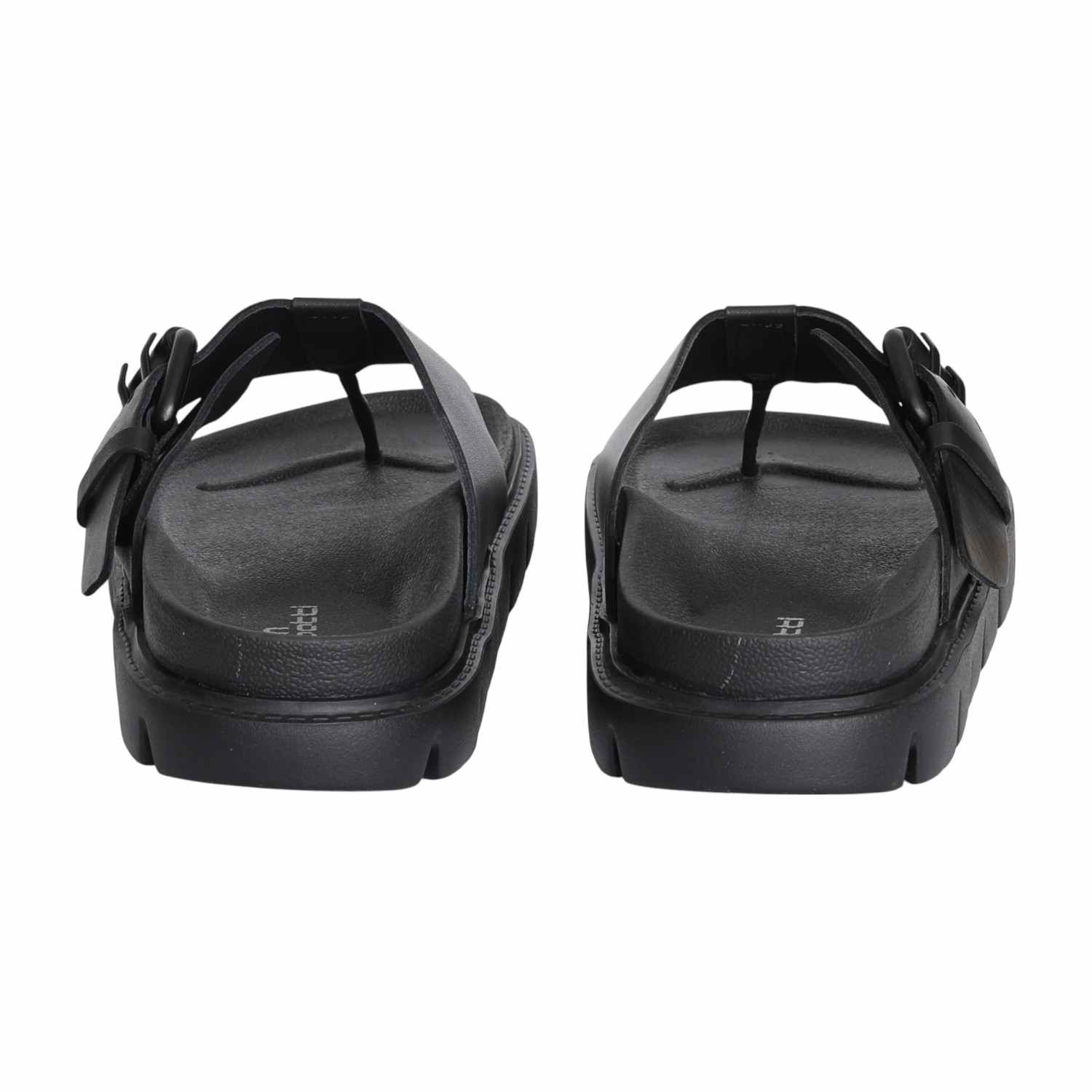 Men Bold Black Buckle Thongs