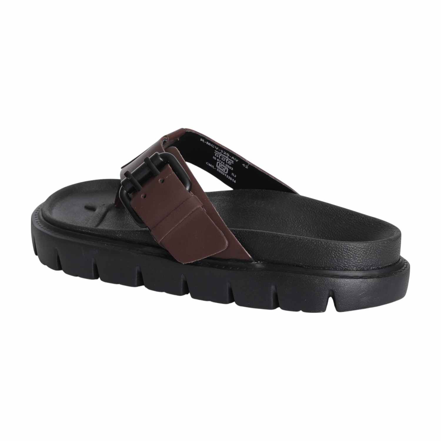 Men Bold Brown Buckle Thongs