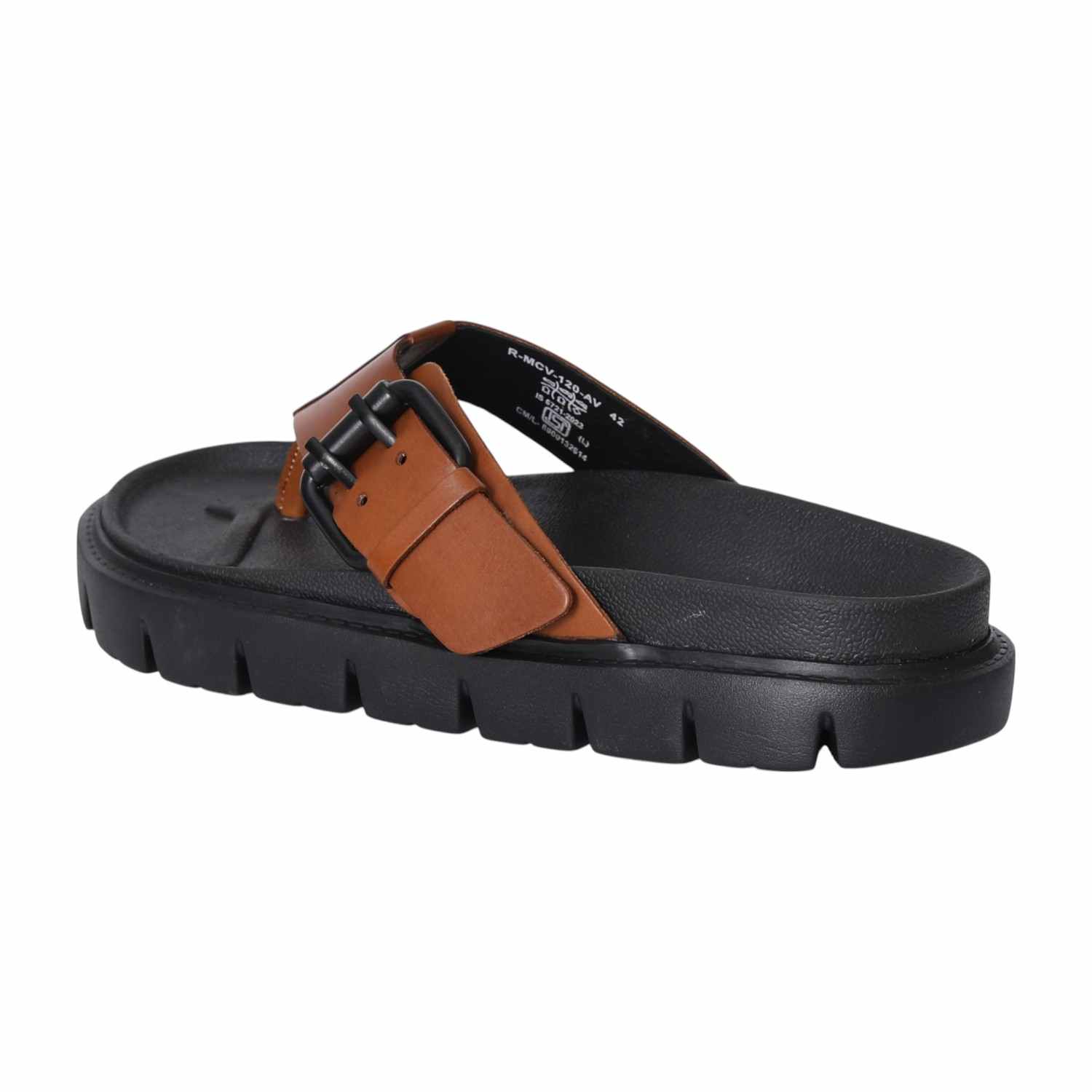 Men Bold Tan Buckle Thongs