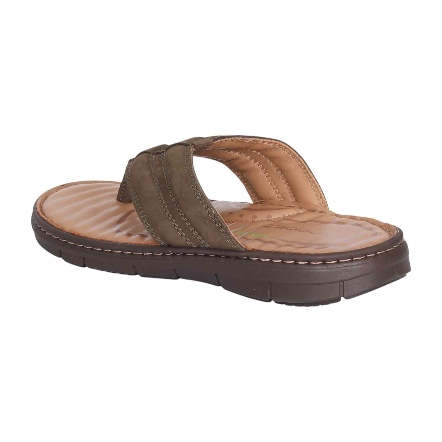 Men Olive Green Textured Thong Sandal
