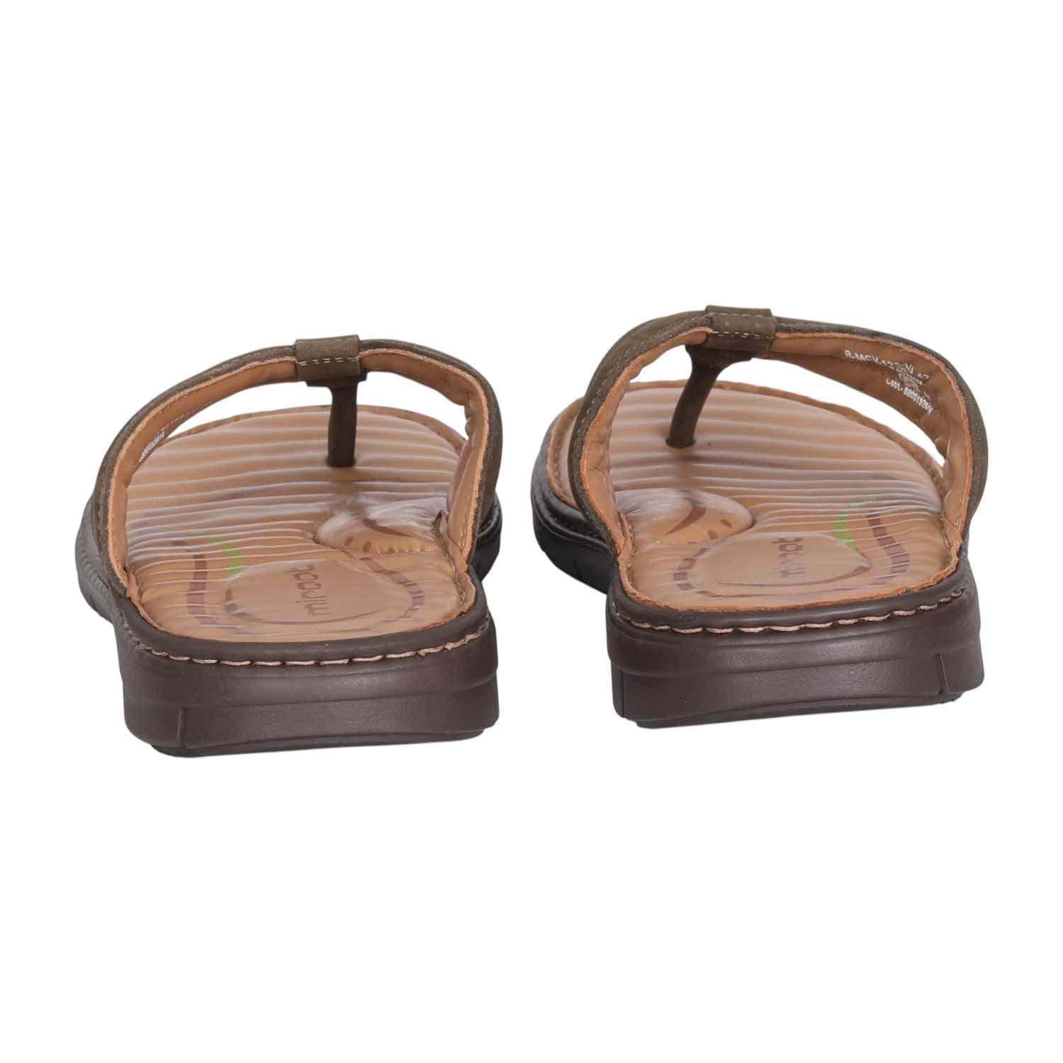 Men Olive Green Textured Thong Sandal