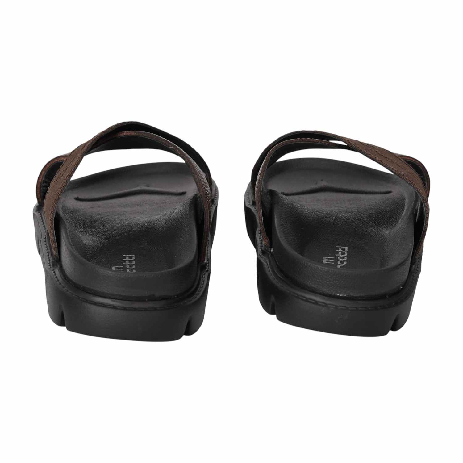 Men Brown Cross Strap Comfort Sliders