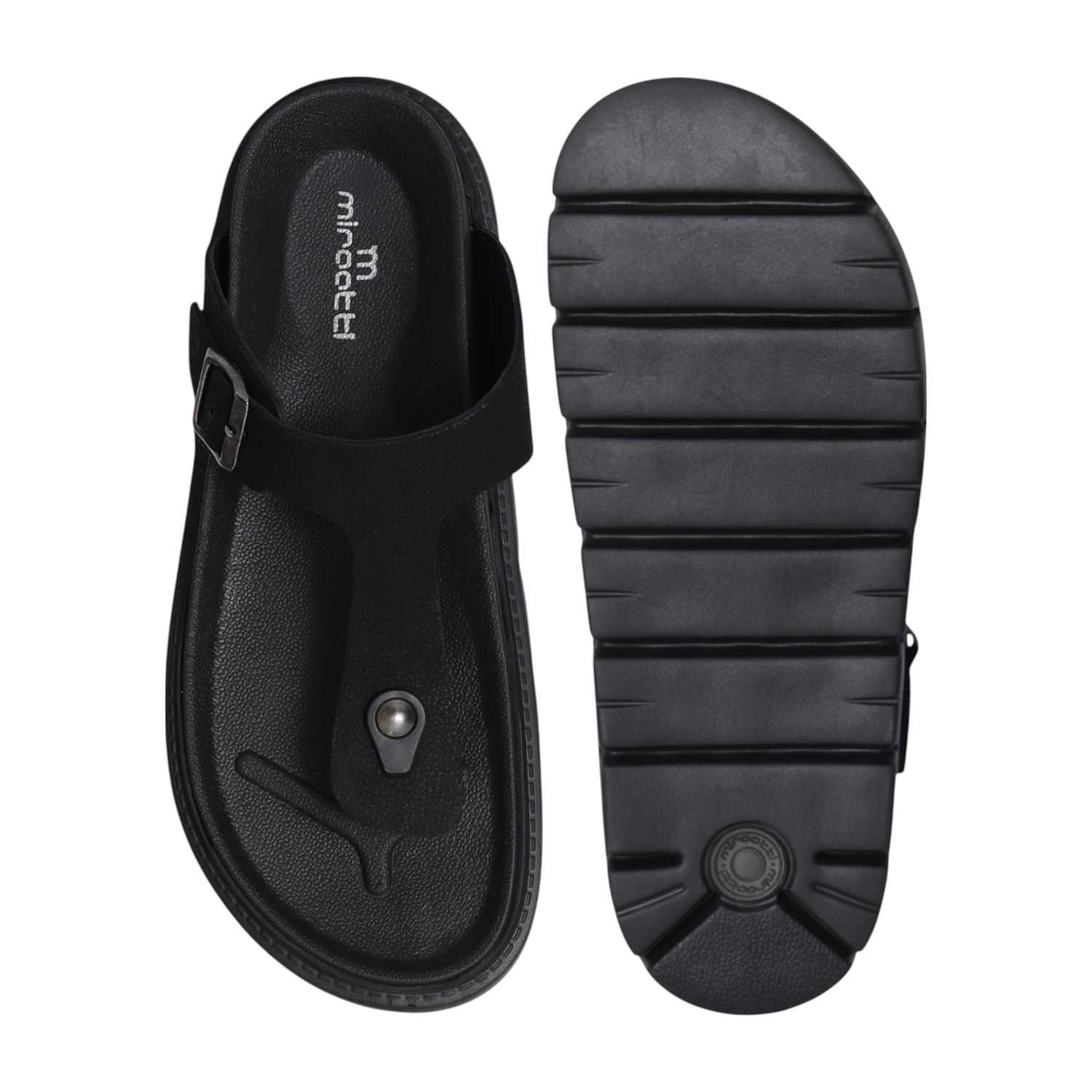 Men Black Chunky Thong Sandal