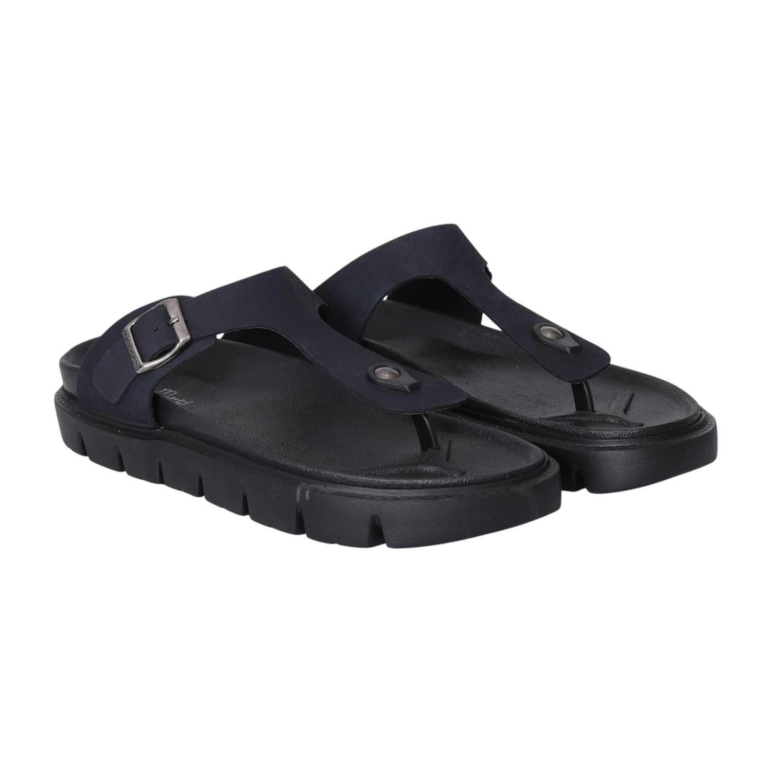 Men Navy Blue Chunky Thong Sandal