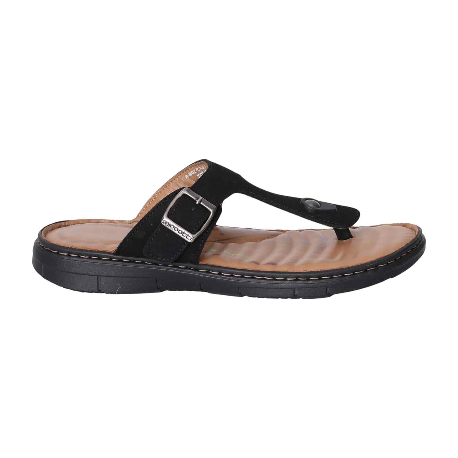 Men Sleek Black Tan Base Thongs