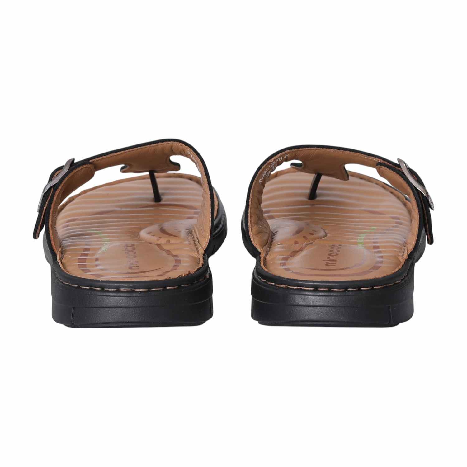 Men Sleek Black Tan Base Thongs