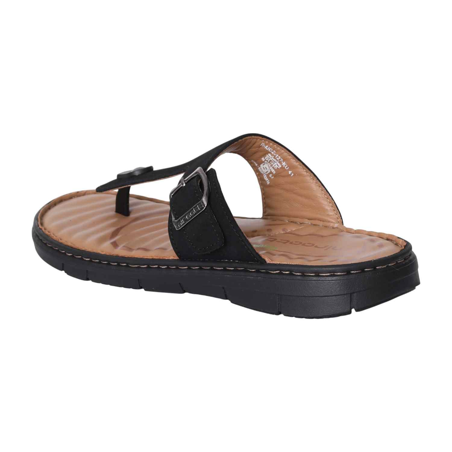 Men Sleek Black Tan Base Thongs