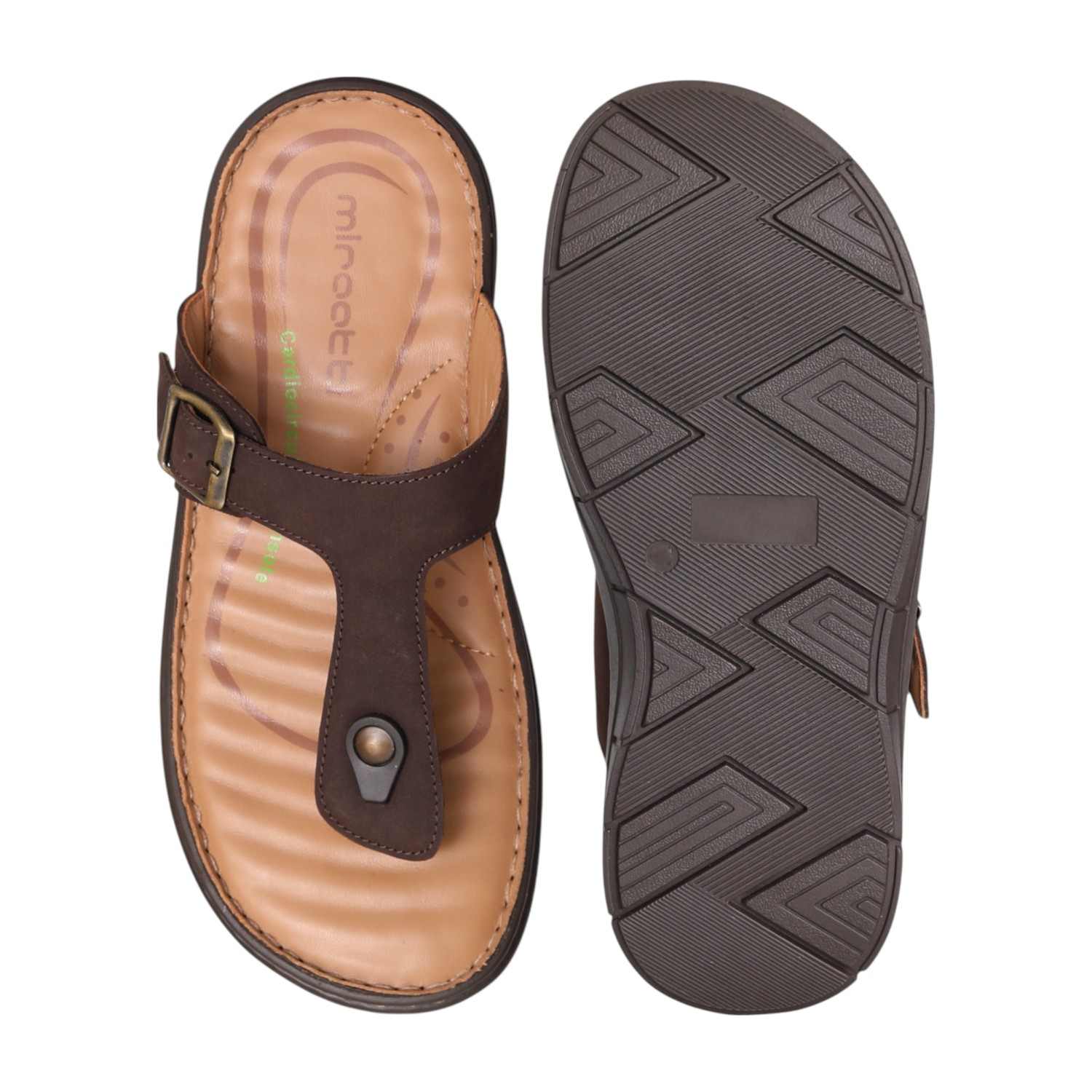 Men Sleek Brown Tan Base Thongs