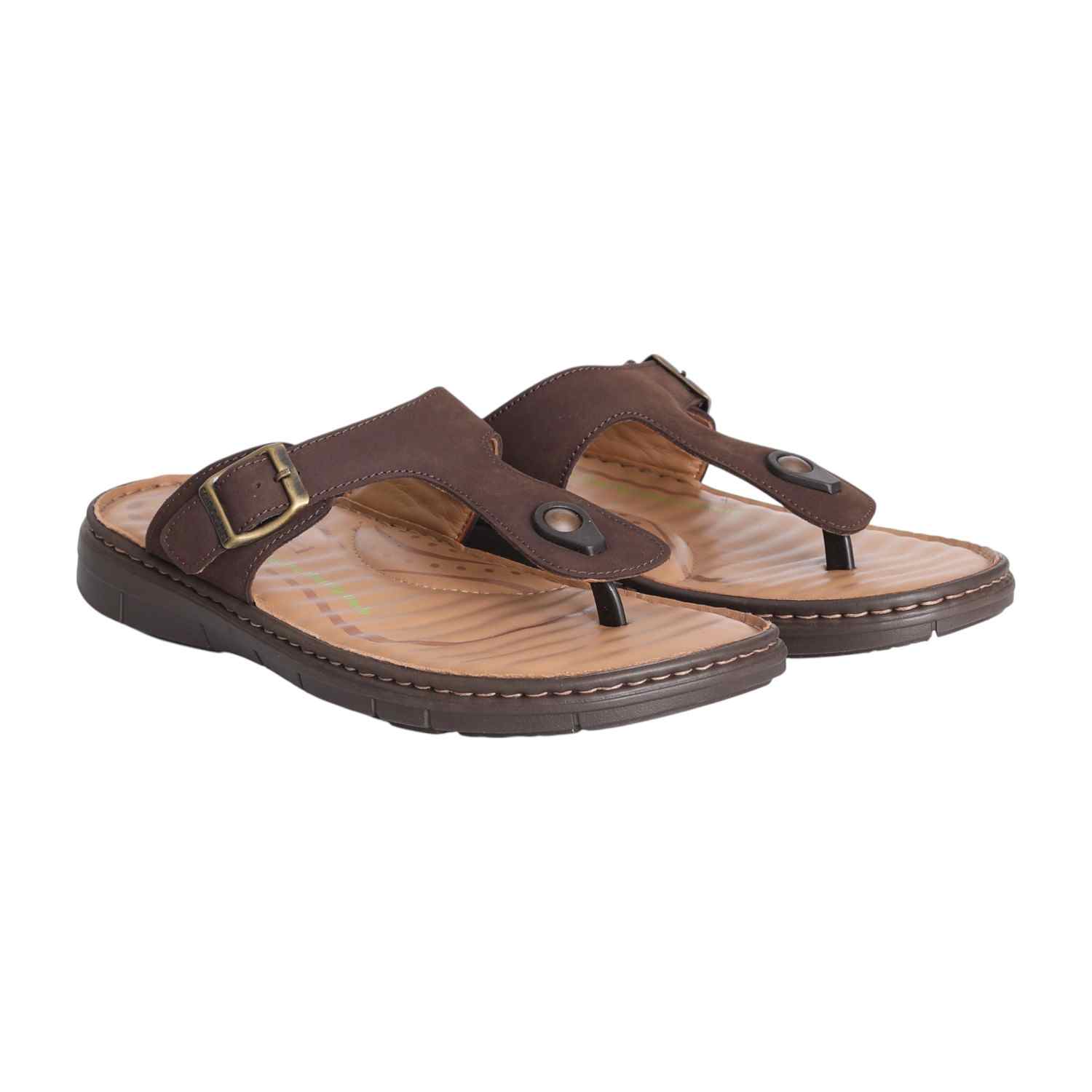 Men Sleek Brown Tan Base Thongs