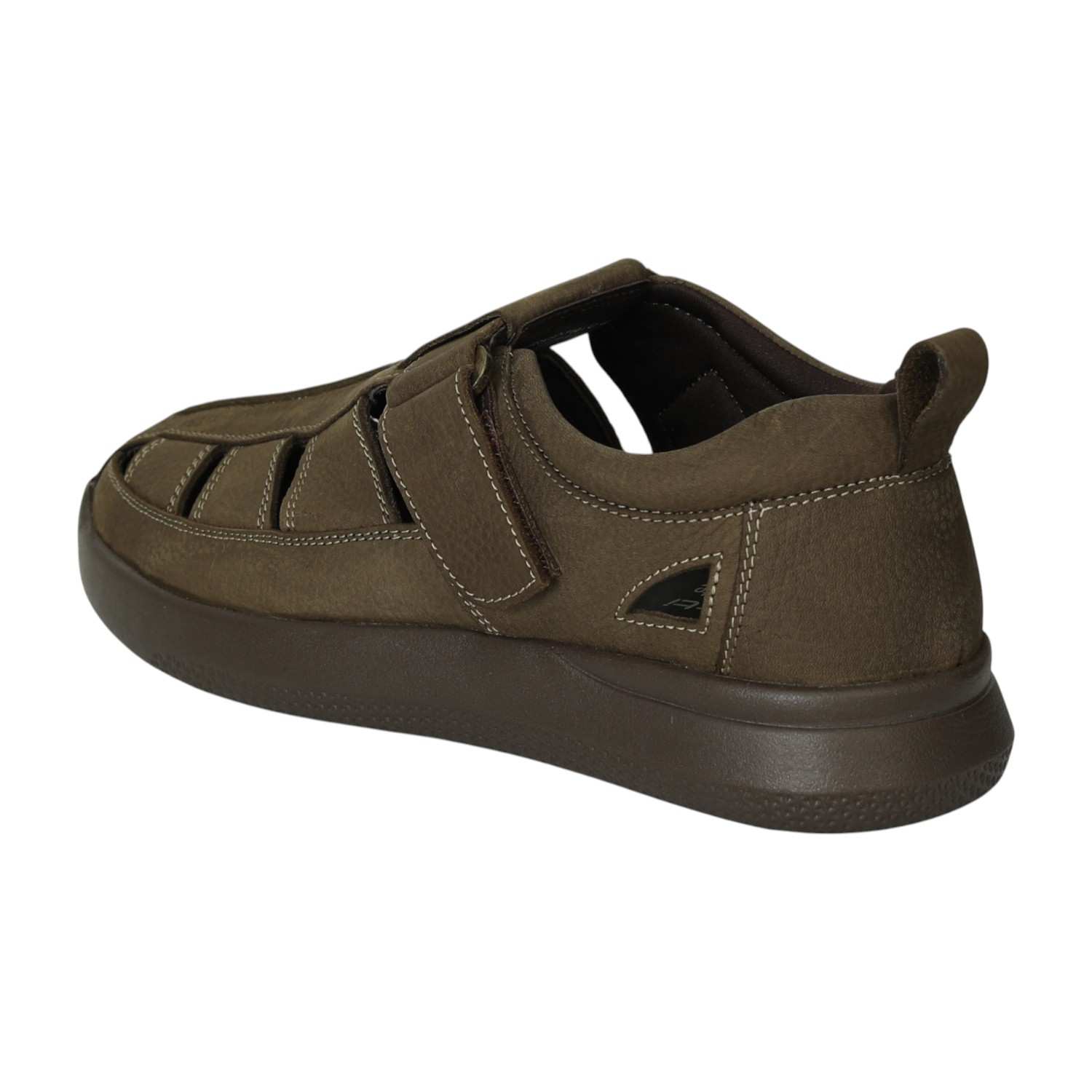 Men Olive Cut-Out Comfort Sandals