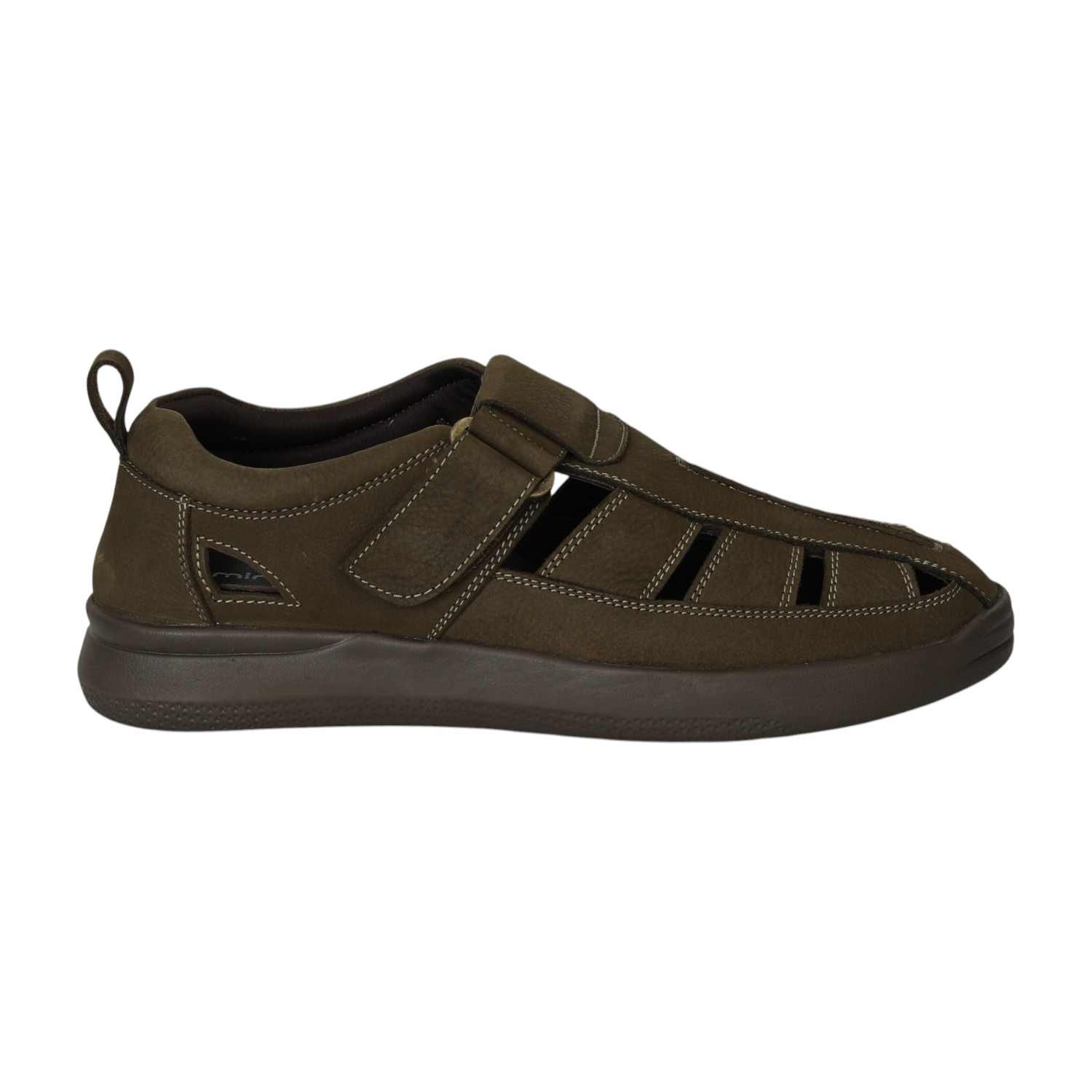 Men Olive Cut-Out Comfort Sandals