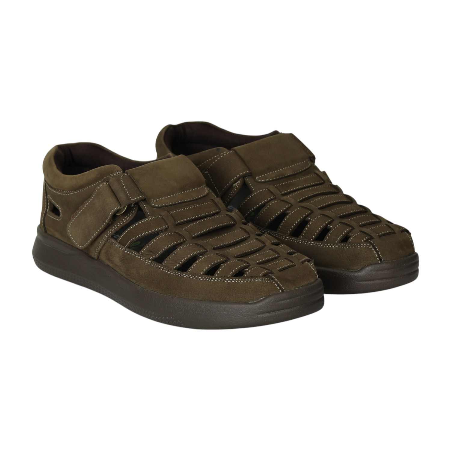 Men Olive Vent Cut-Out Sandals