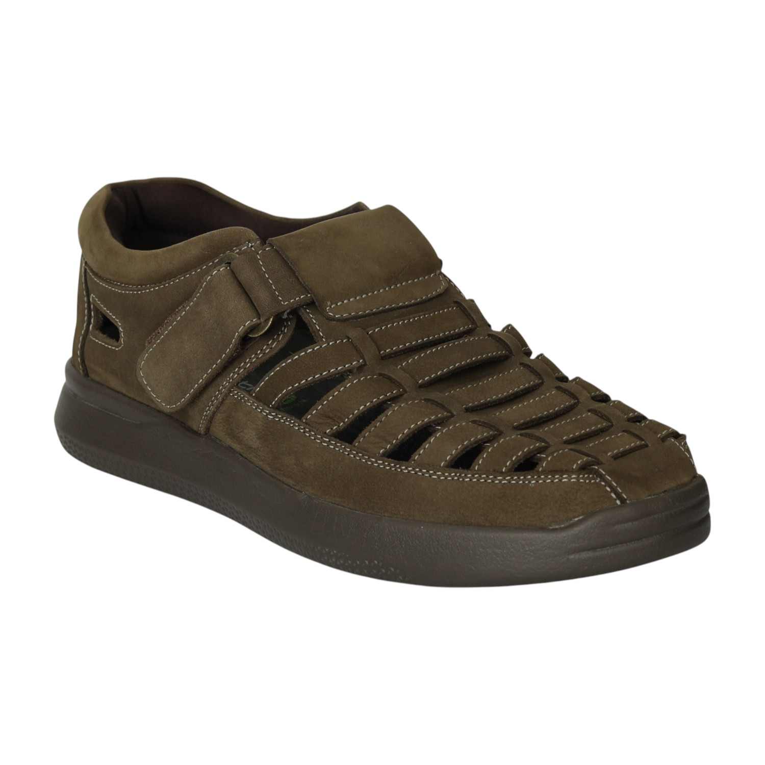 Men Olive Vent Cut-Out Sandals