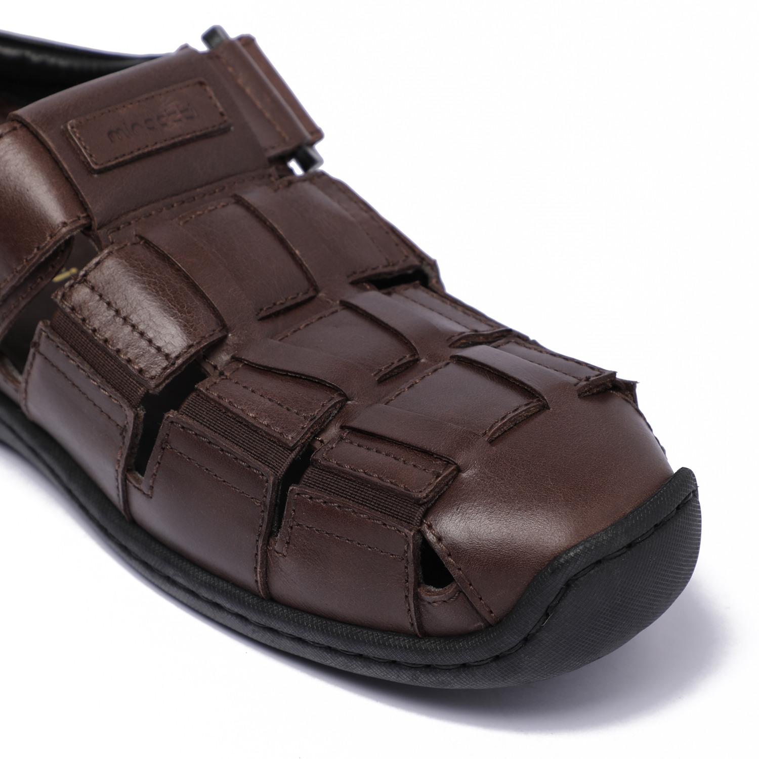 Dark Brown Closed-Toe Mule Sandals – For Men