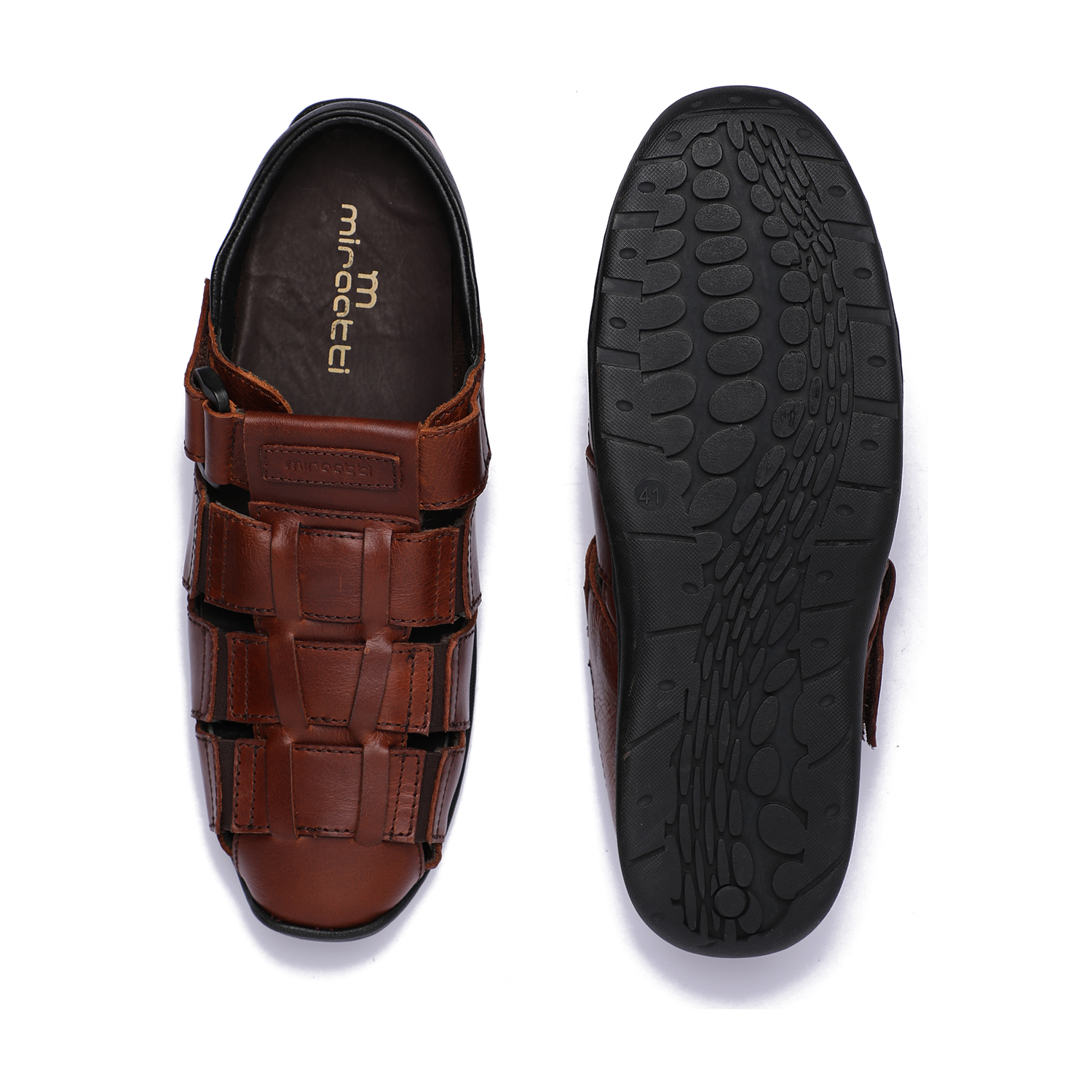 Men Brown Leather Mules