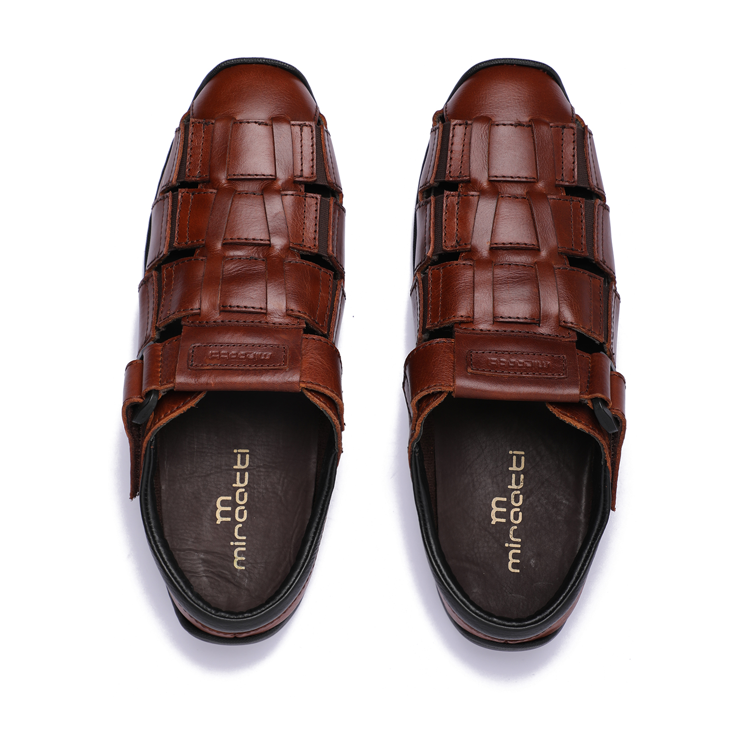 Men Brown Leather Mules