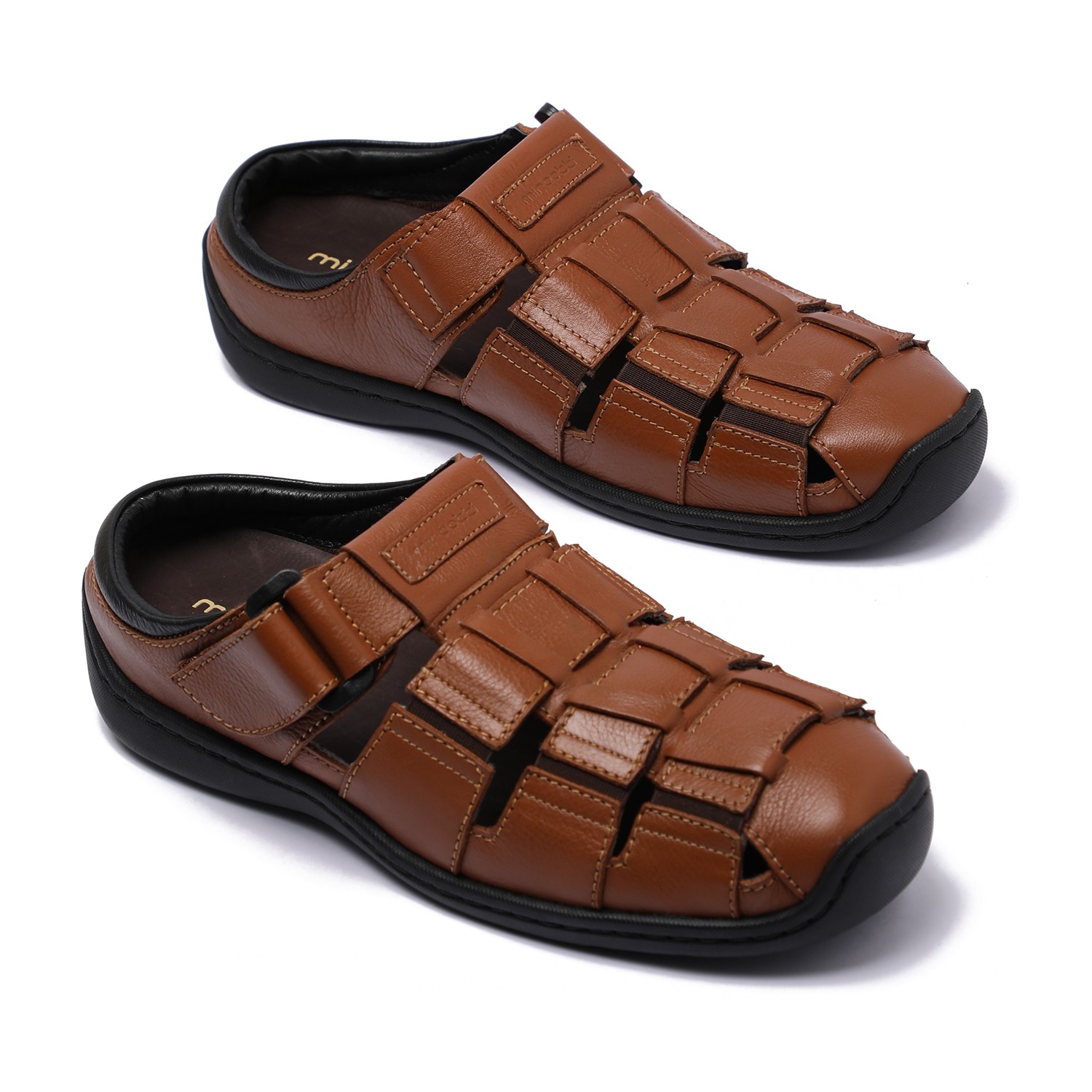 Tan Closed-Toe Mule Sandals – For Men