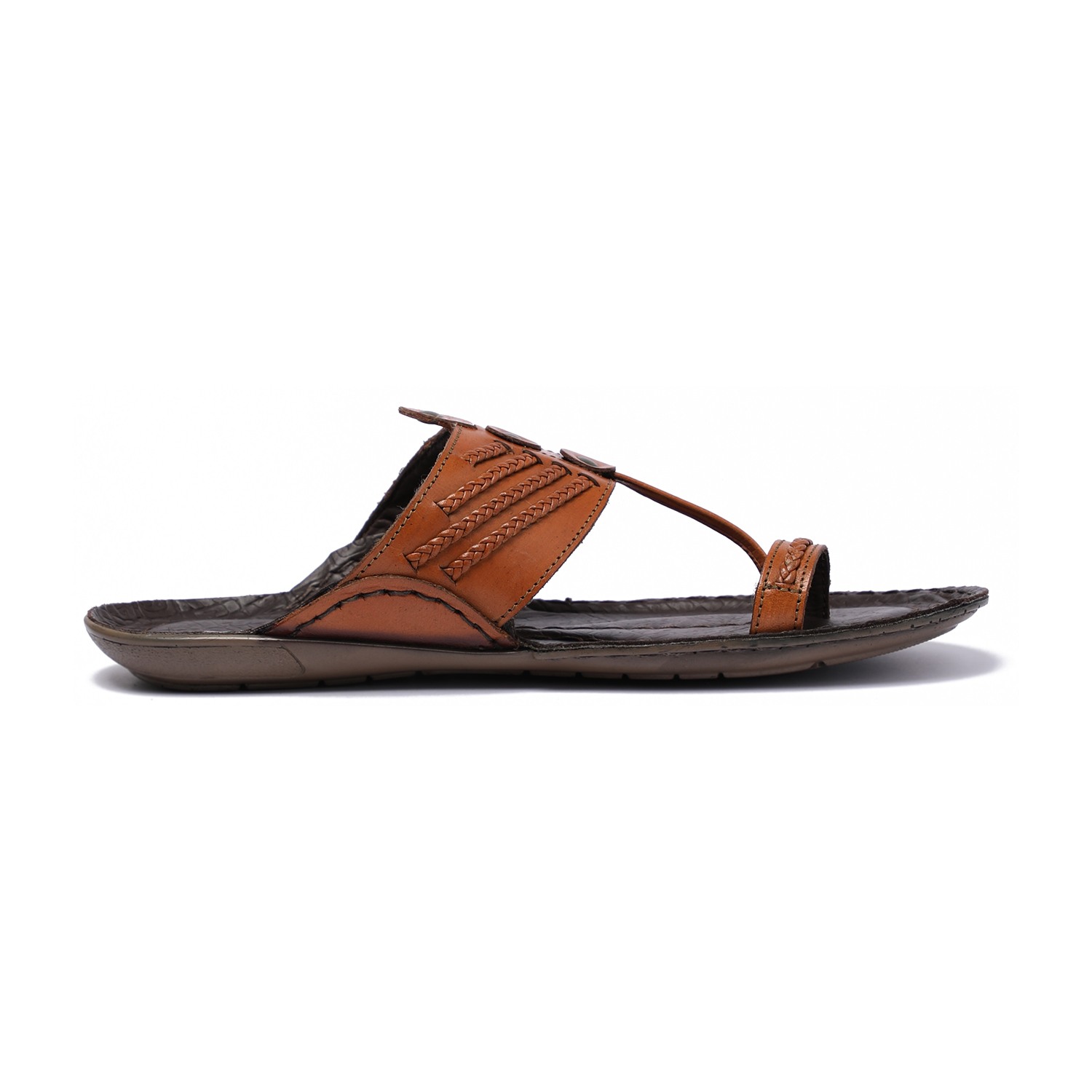 Traditional Kolhapuri-Style Leather Sandals – Tan For Men
