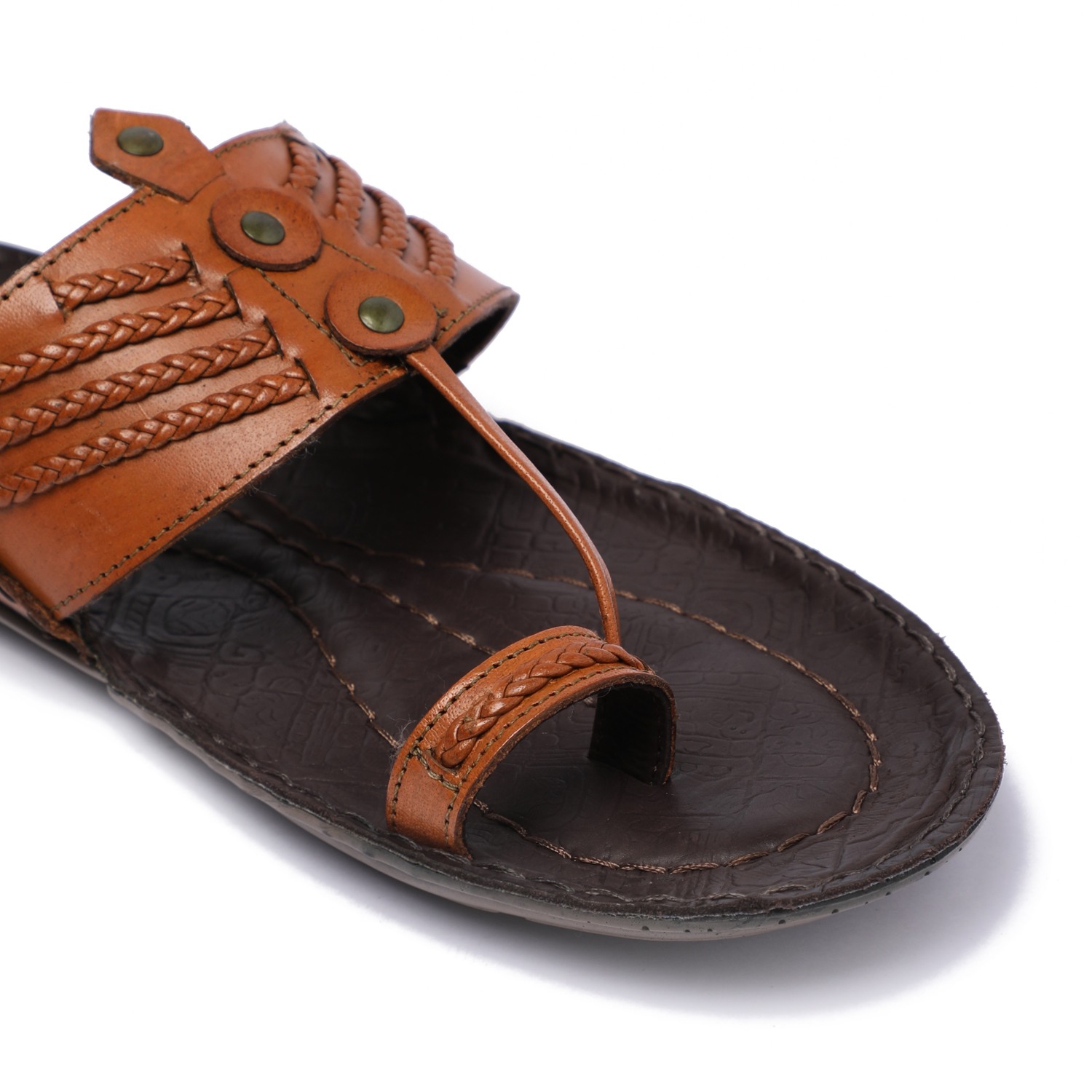 Traditional Kolhapuri-Style Leather Sandals – Tan For Men