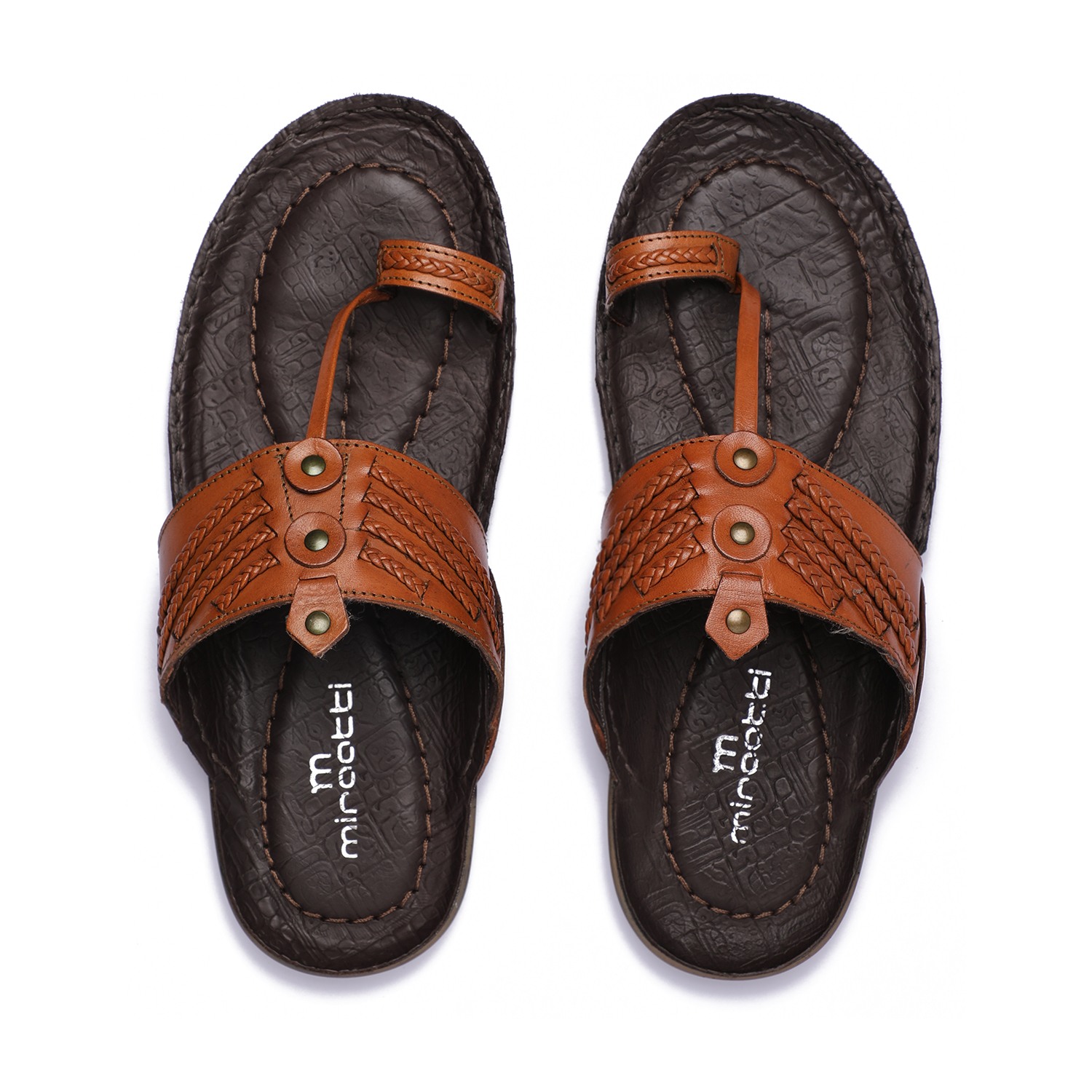 Traditional Kolhapuri-Style Leather Sandals – Tan For Men