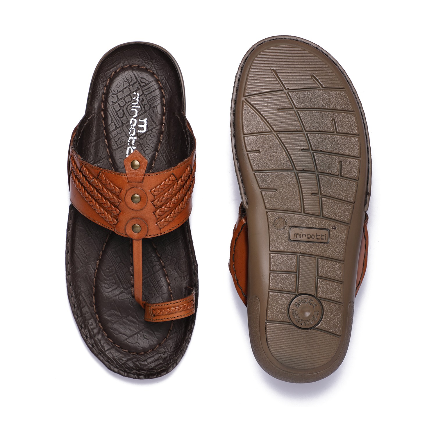 Traditional Kolhapuri-Style Leather Sandals – Tan For Men