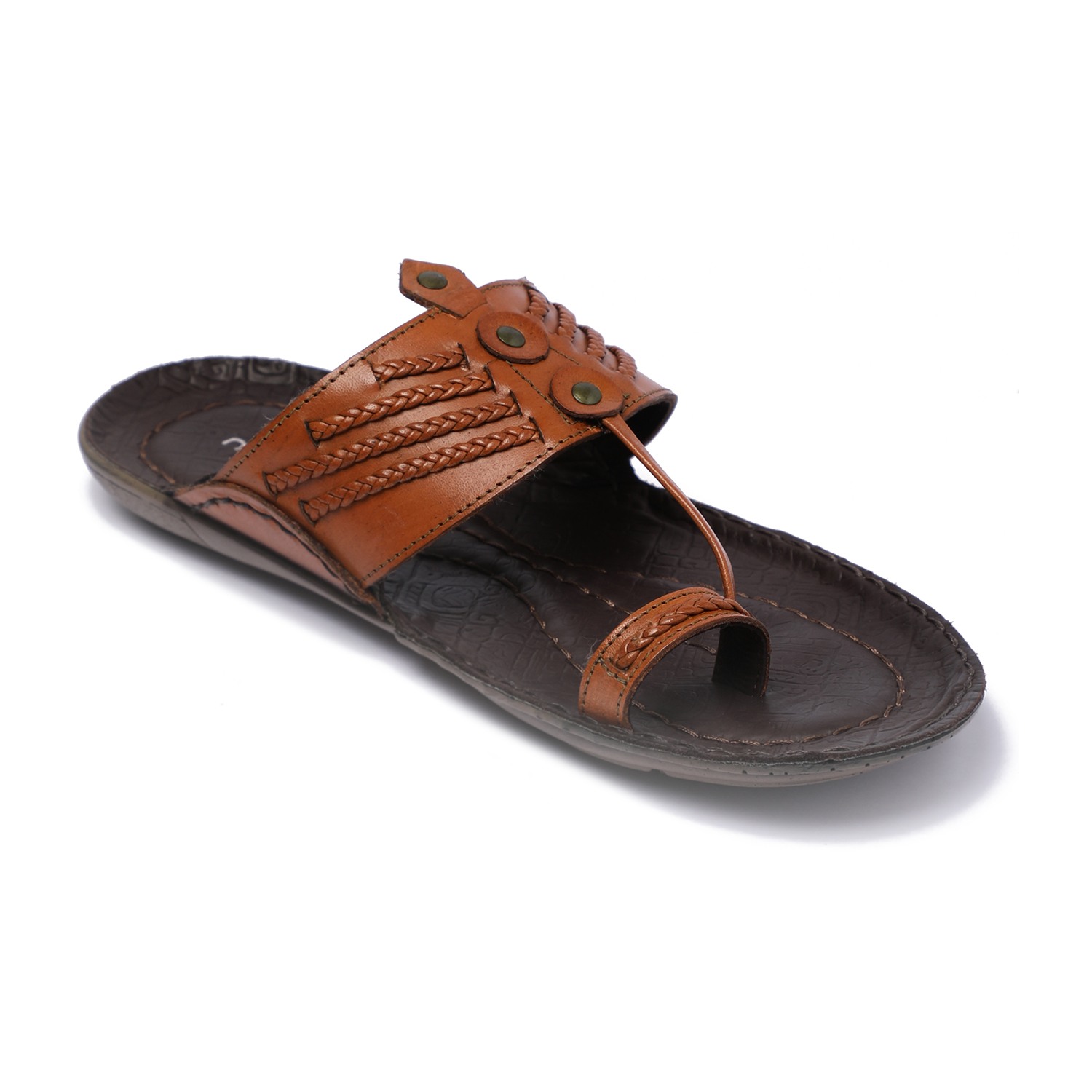 Traditional Kolhapuri-Style Leather Sandals – Tan For Men