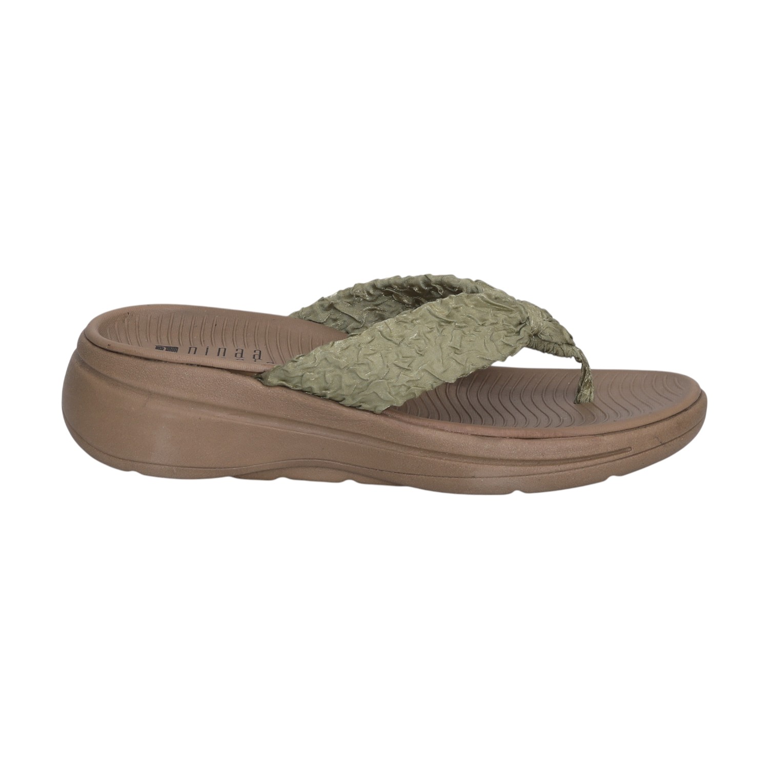 Women Olive-Gold Comfortable Textured Thongs