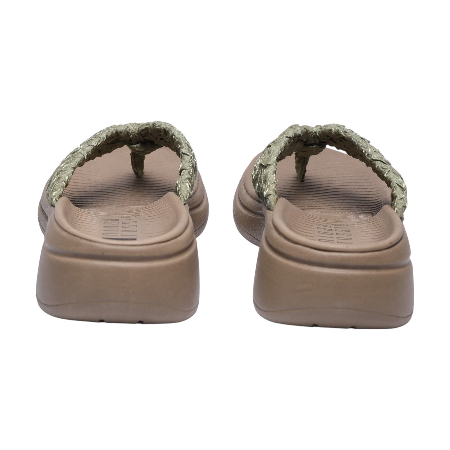 Women Olive-Gold Comfortable Textured Thongs