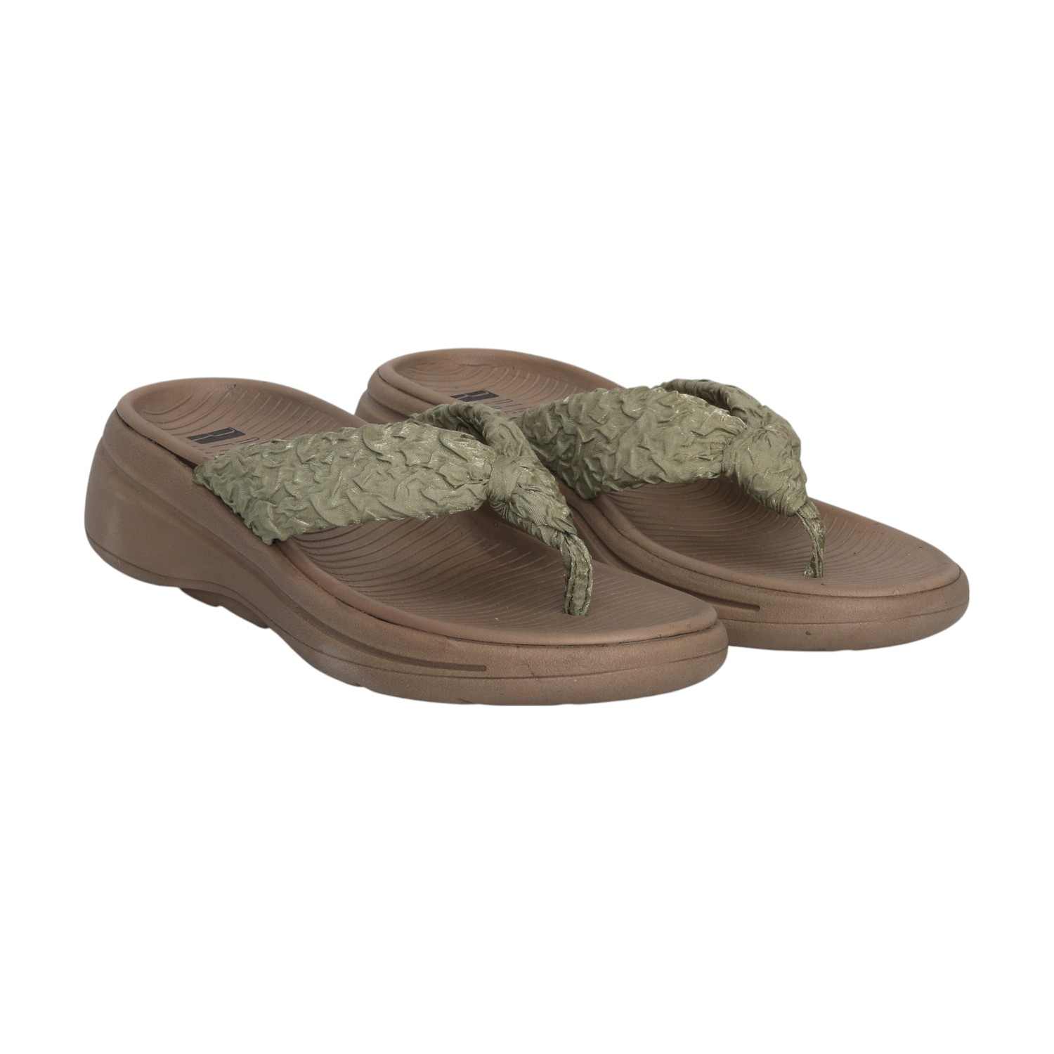 Women Olive-Gold Comfortable Textured Thongs