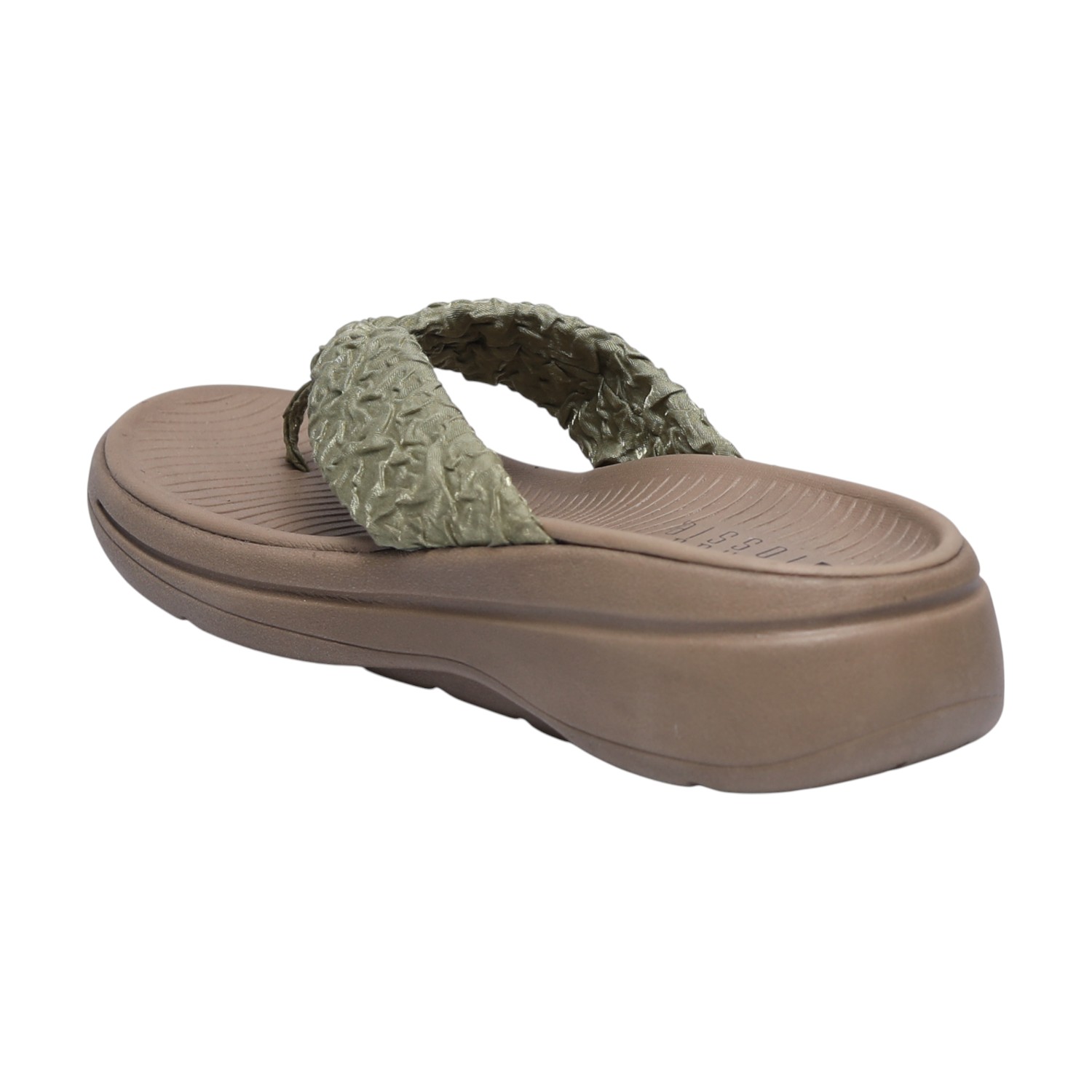 Women Olive-Gold Comfortable Textured Thongs