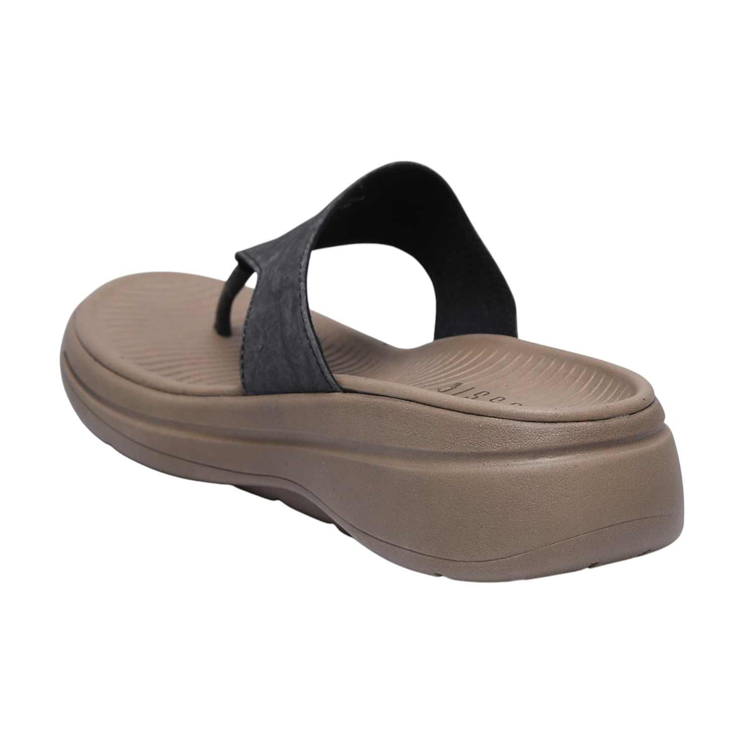 Textured Strap Black Thongs for Women