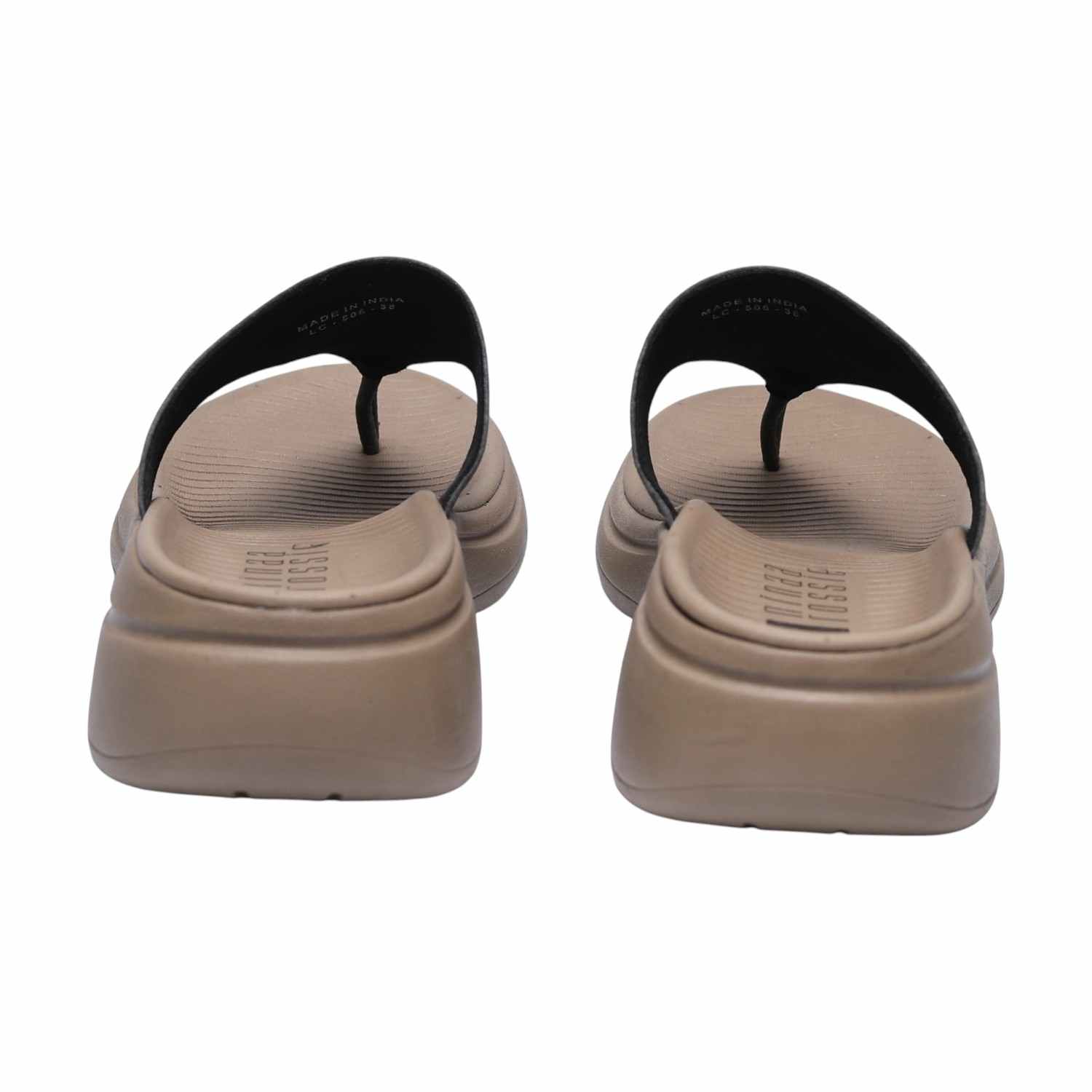 Textured Strap Black Thongs for Women