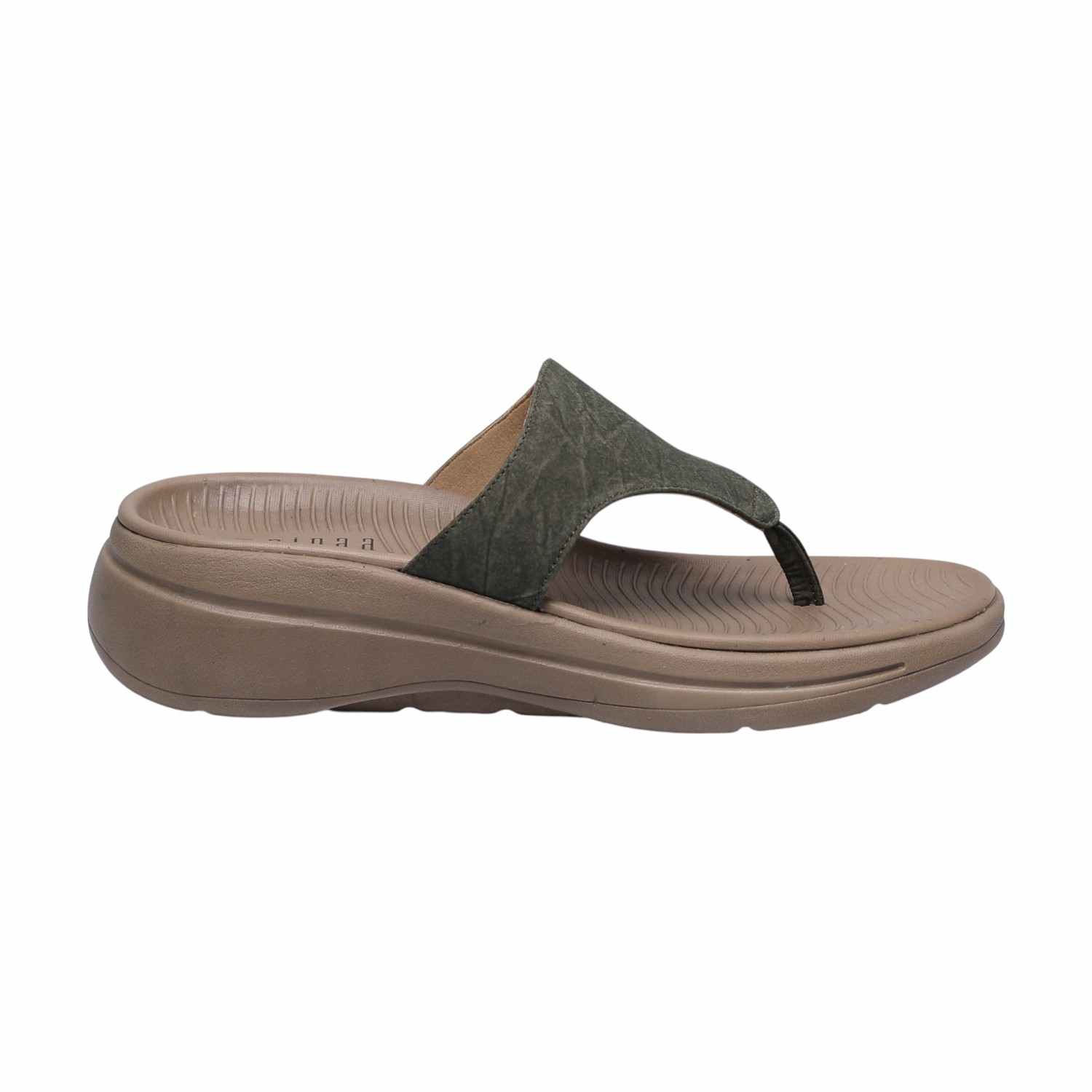 Textured Strap Olive Thongs for Women