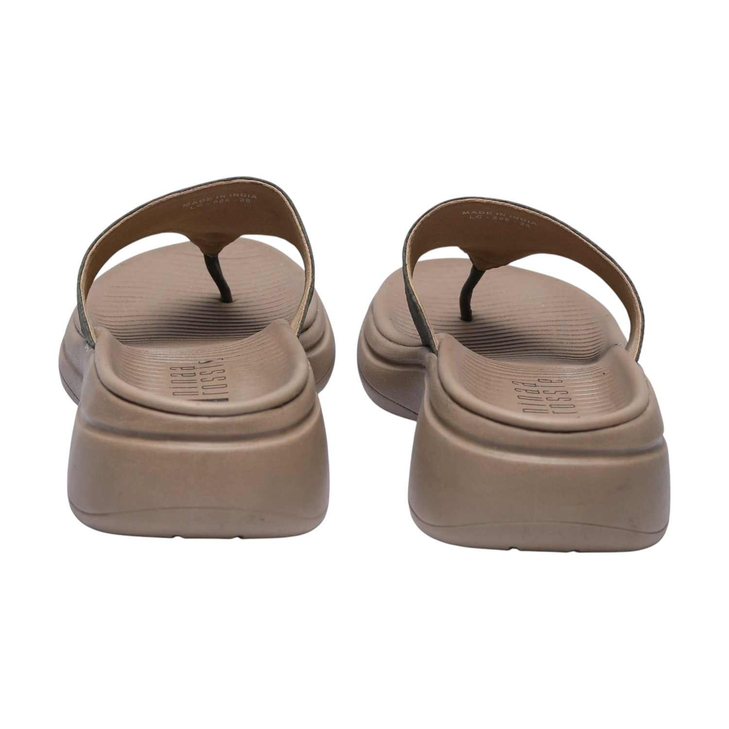 Textured Strap Olive Thongs for Women