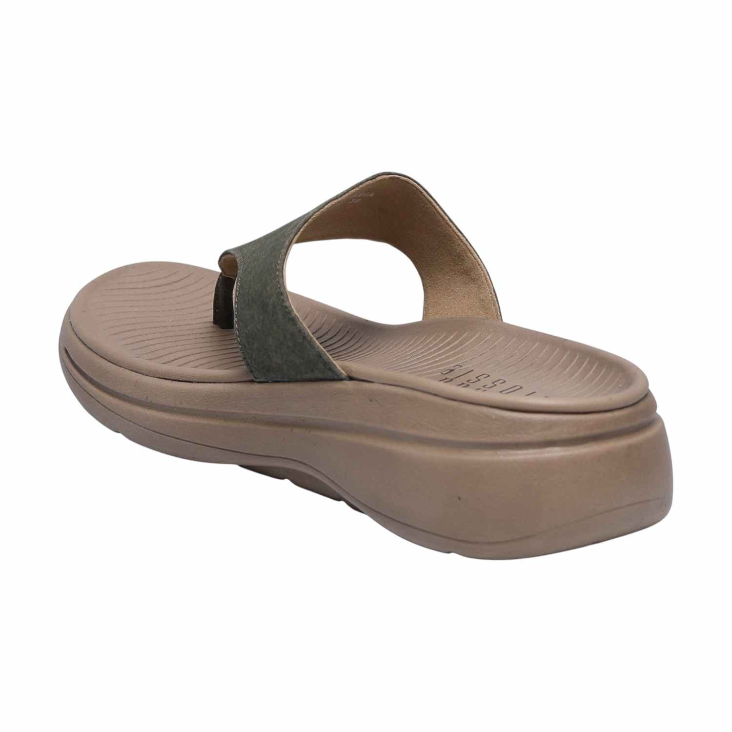 Textured Strap Olive Thongs for Women