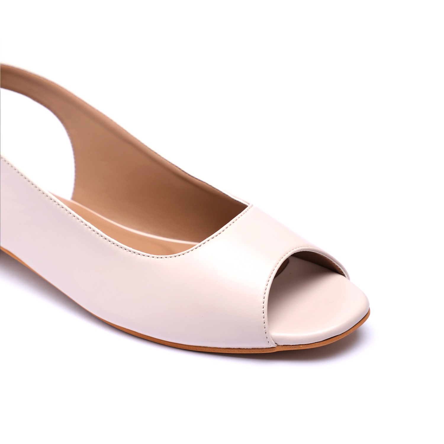 Women Off-White Peep-Toe Slingback Flat Sandals