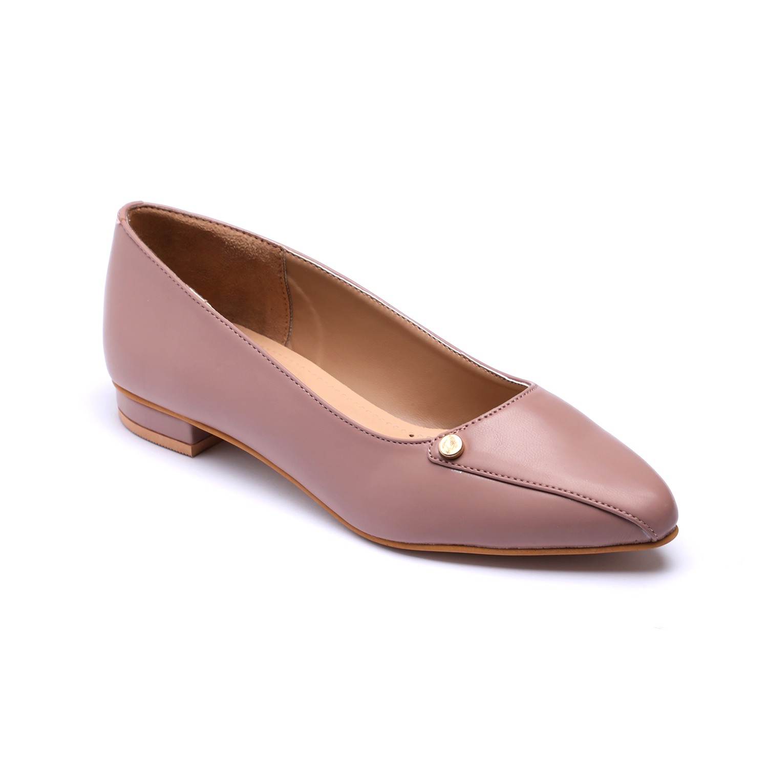 Women Wood Rose Flat Ballarinas