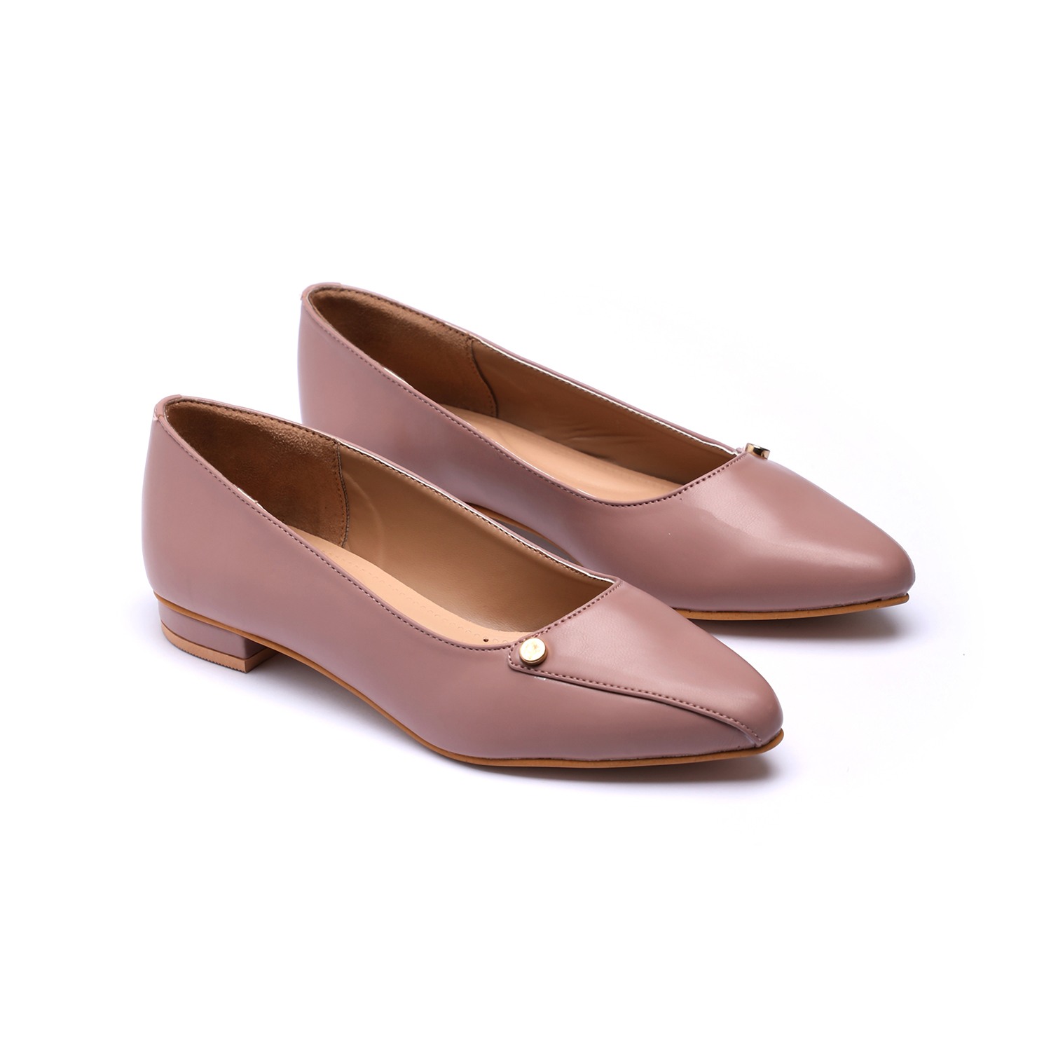 Women Wood Rose Flat Ballarinas