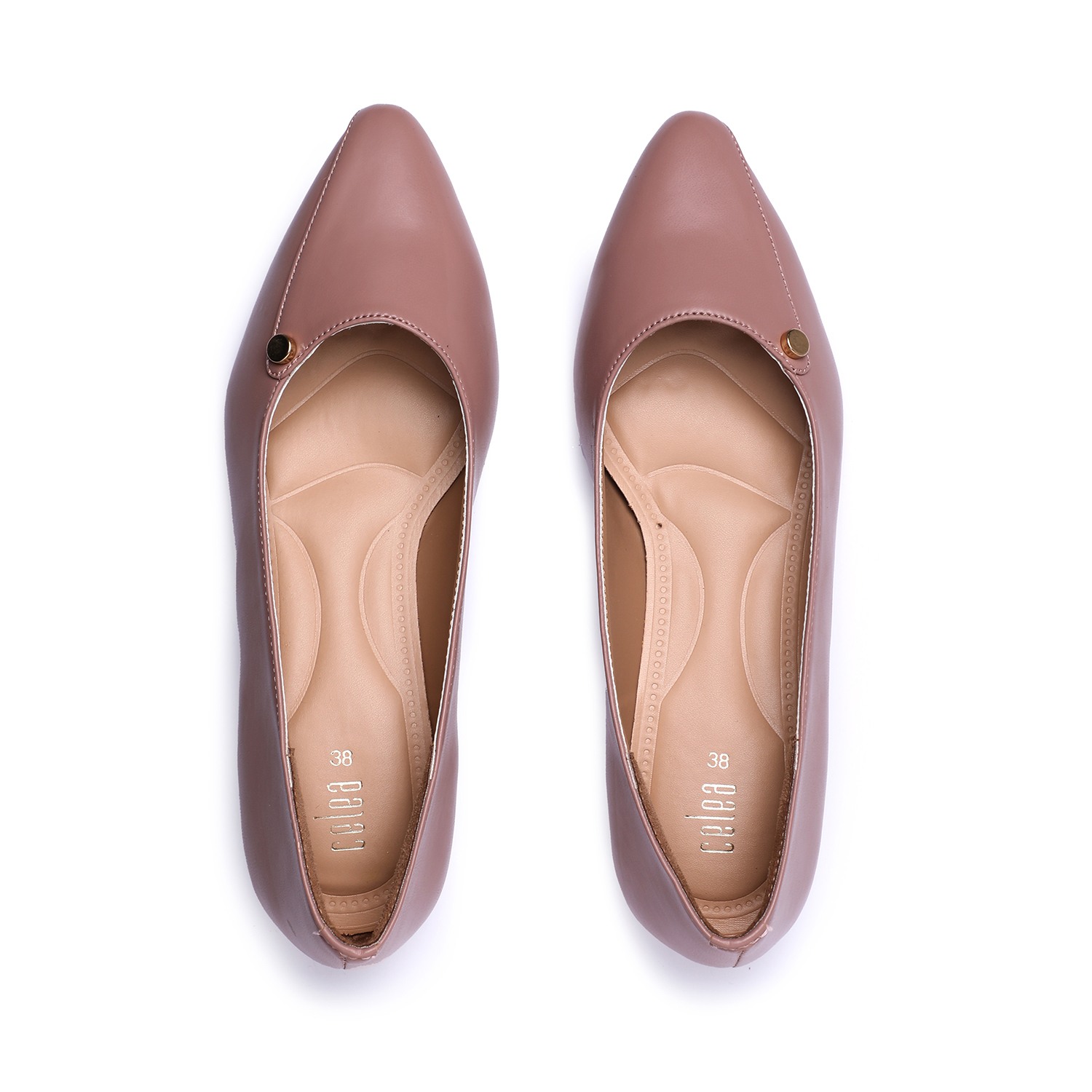 Women Wood Rose Flat Ballarinas