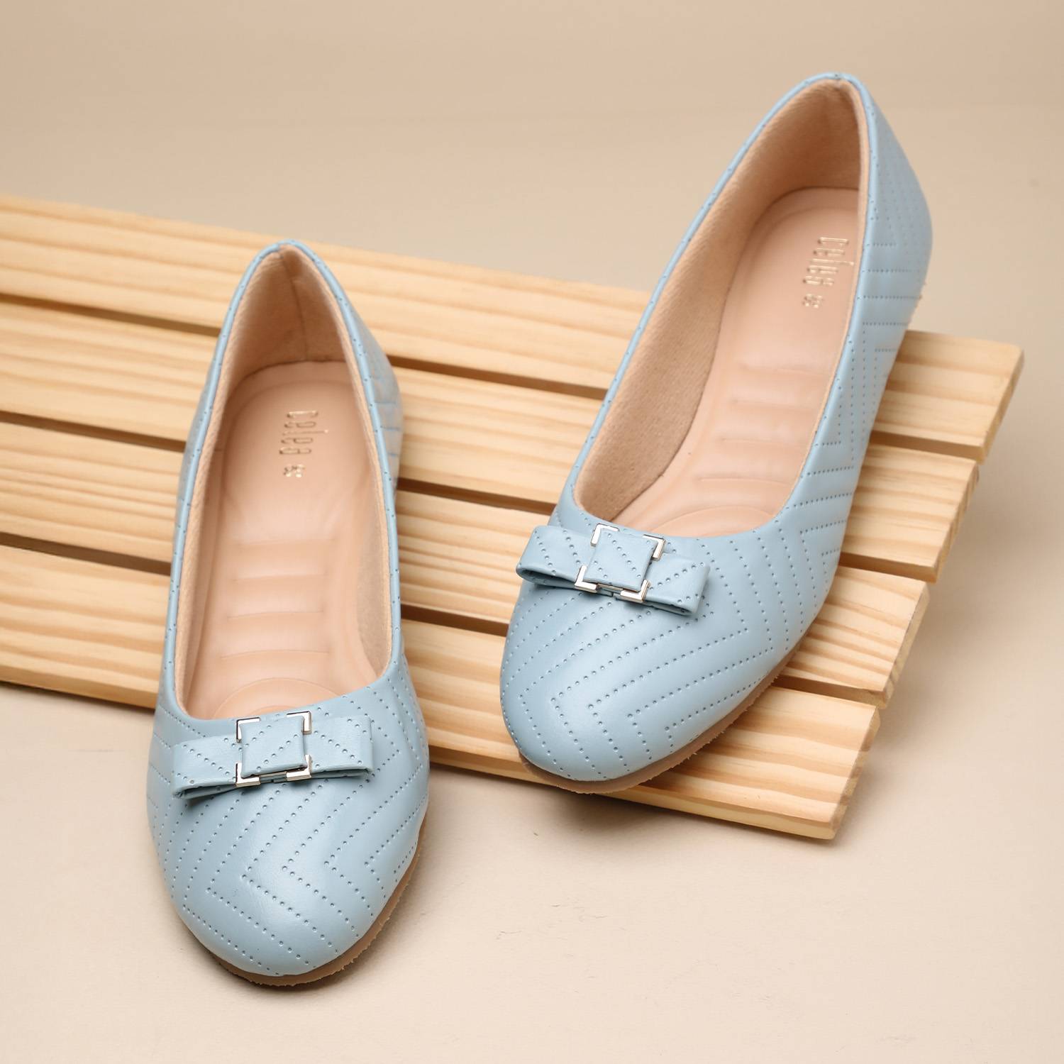Women Light Blue Flat Shoes Ballarinas