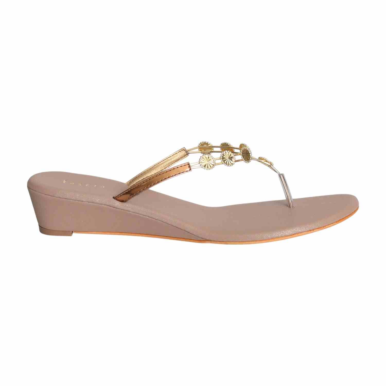 Women Golden Charm Wedge Sandals